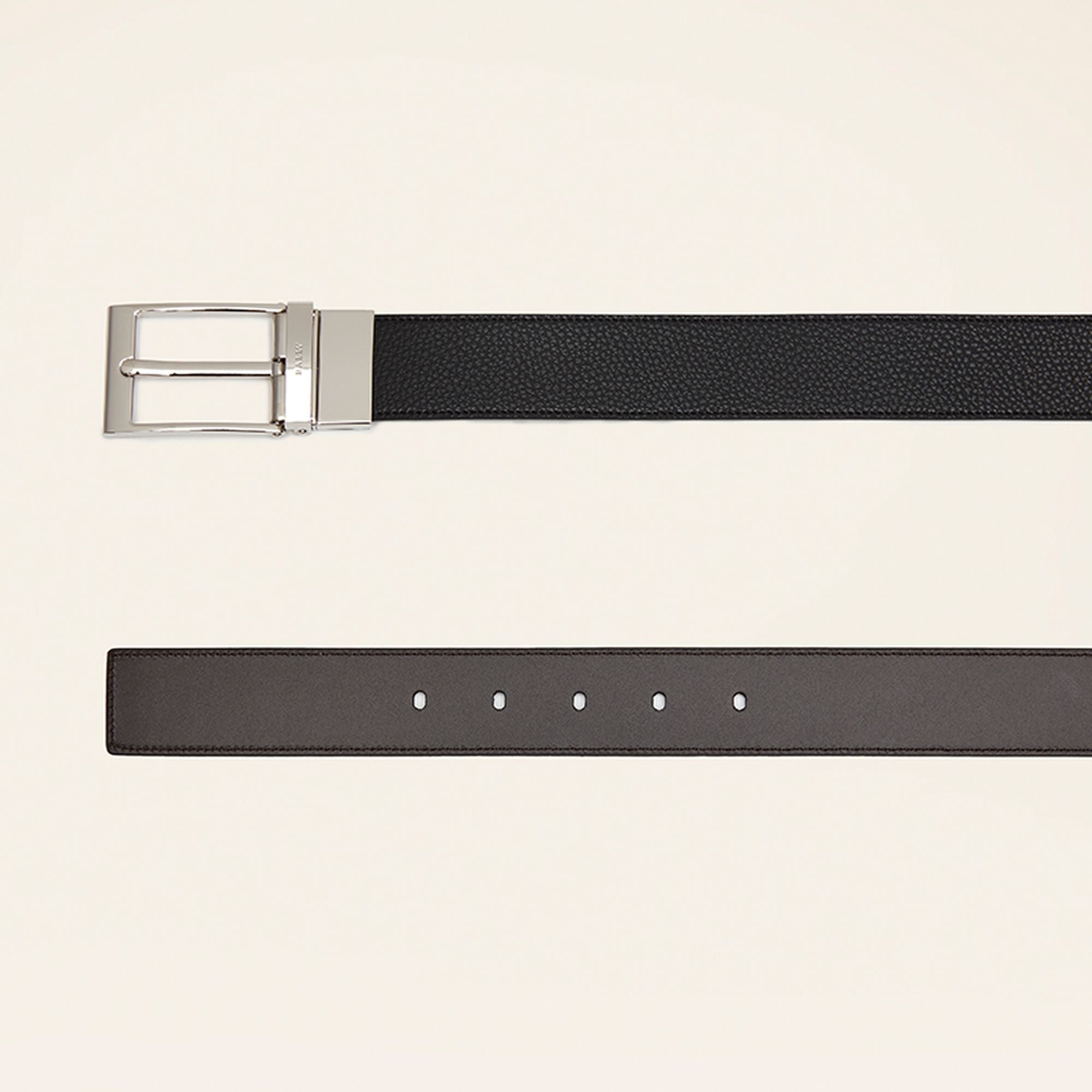 Bally Global - Men's Black Leather Belt - Black