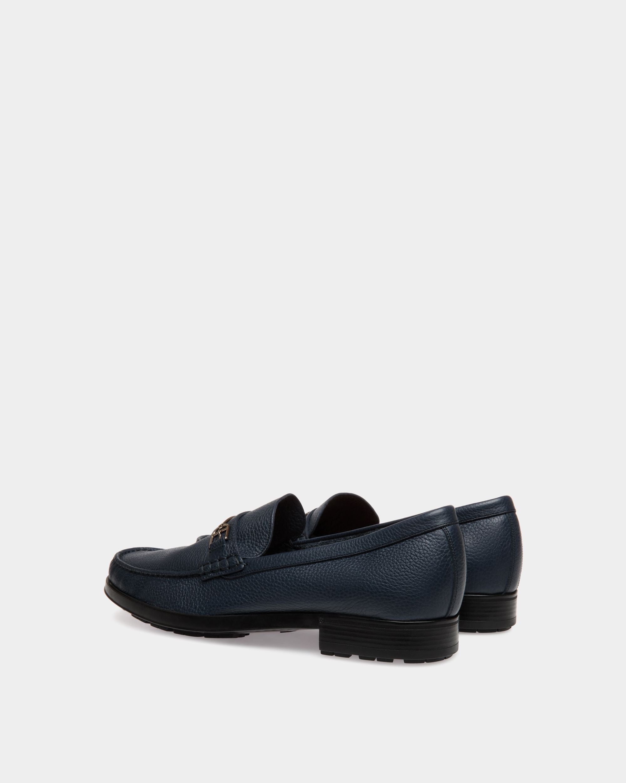 Bally Global - Moccasin in Blue Grained Leather - Blue