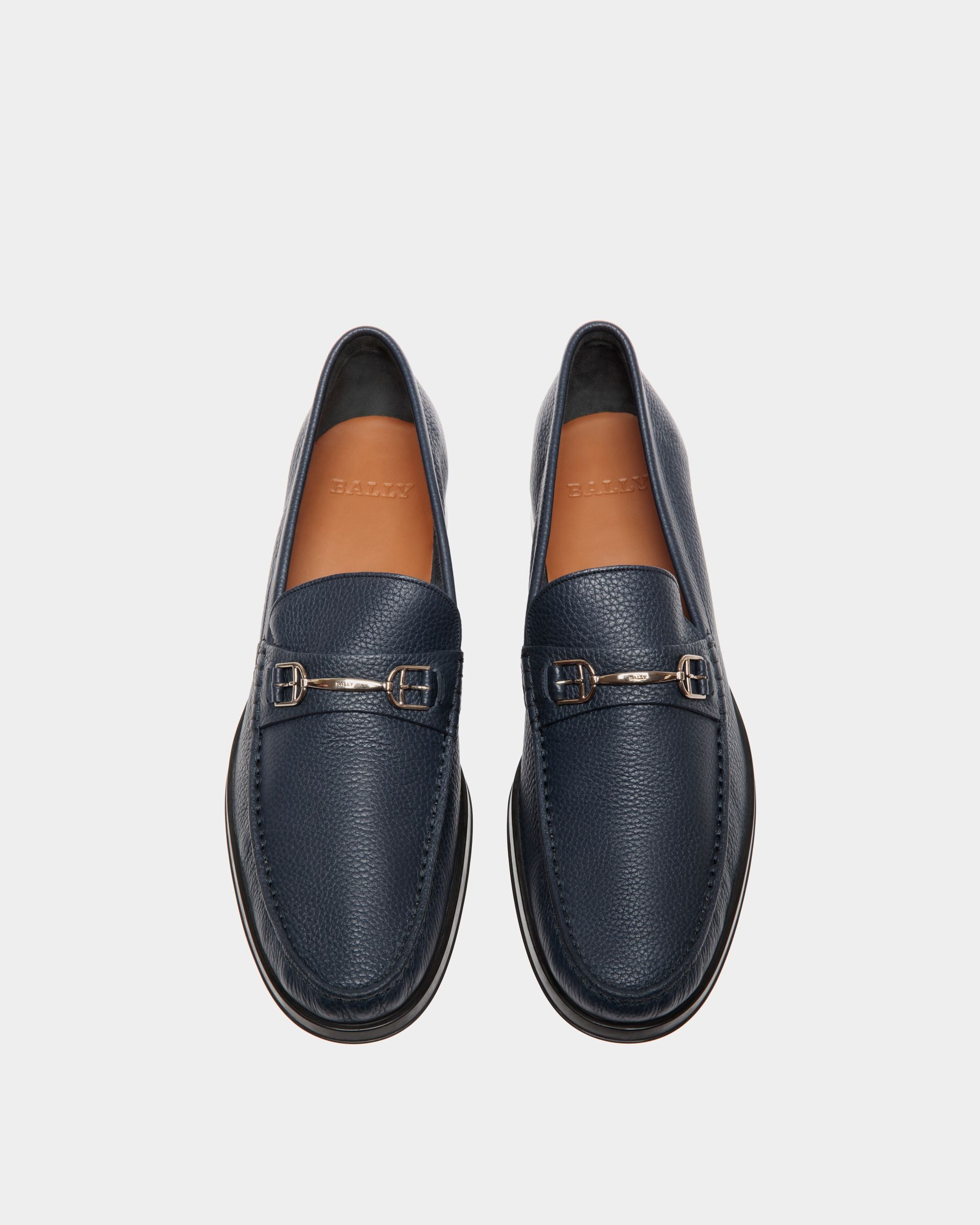 Bally Global - Moccasin in Blue Grained Leather - Blue