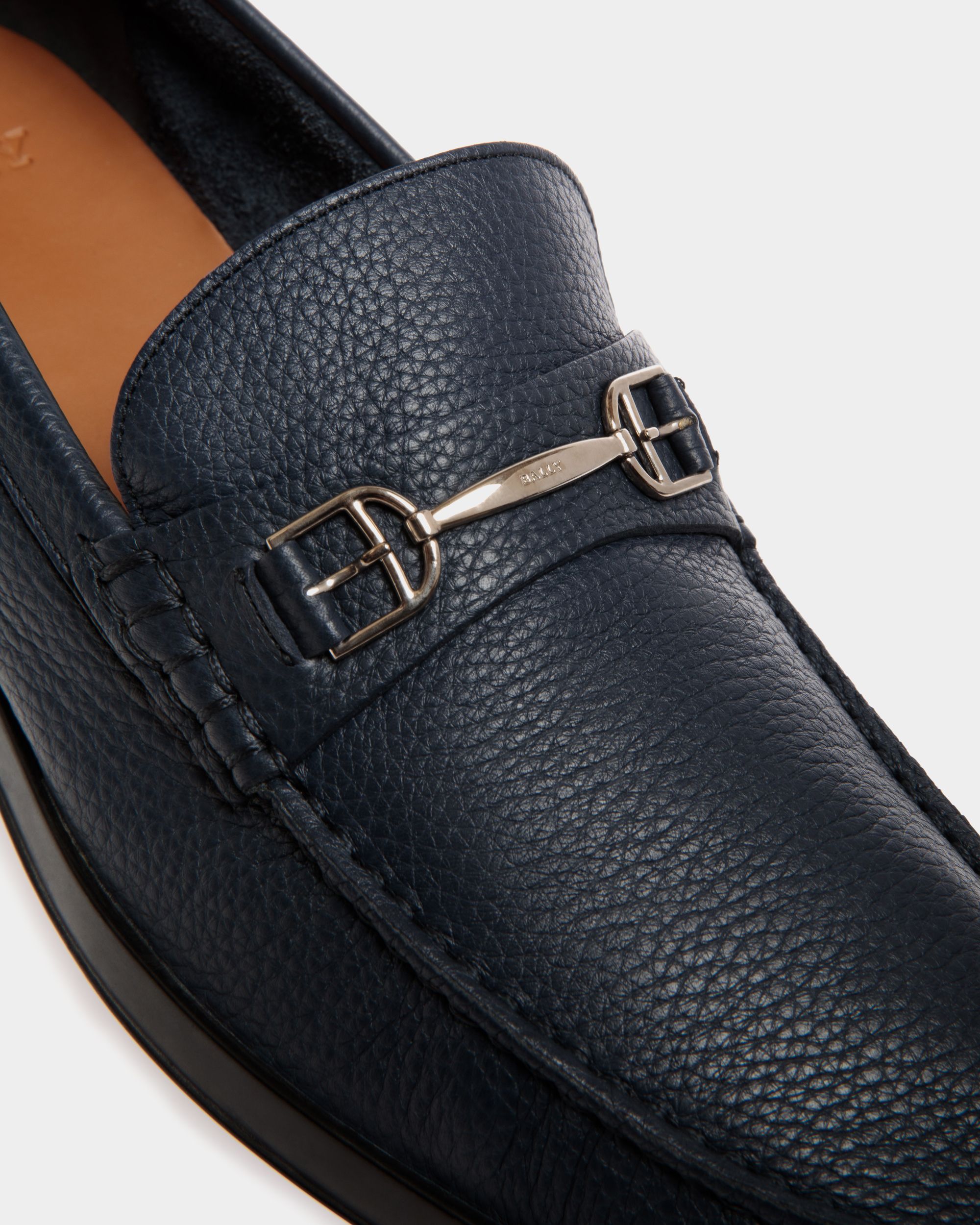 Bally Global - Moccasin in Blue Grained Leather - Blue