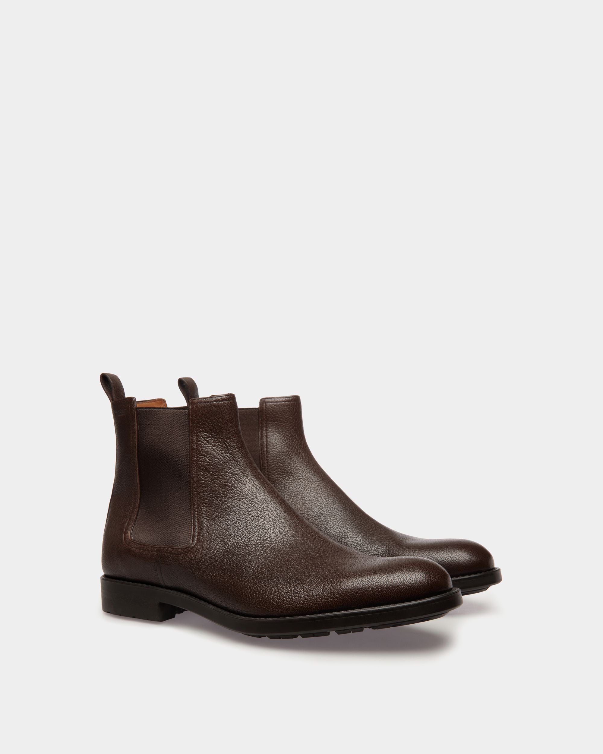 Bally Global - Bootie In Brown Grained Leather - Brown