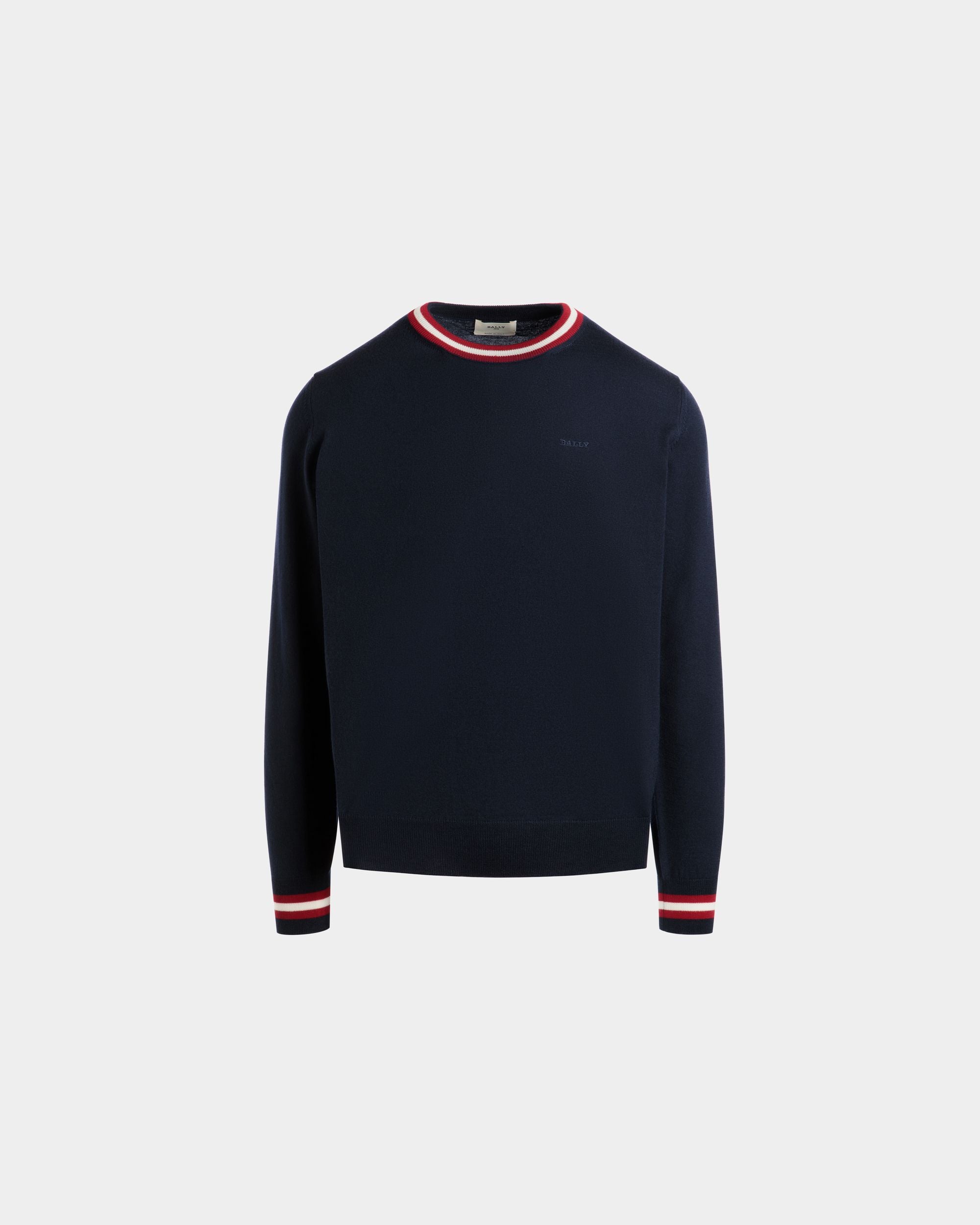 Bally Global - Pull En Laine Mérinos Bleue - Bleu