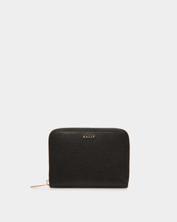 Portefeuille À Contour Zippé En Cuir Grainé Noir