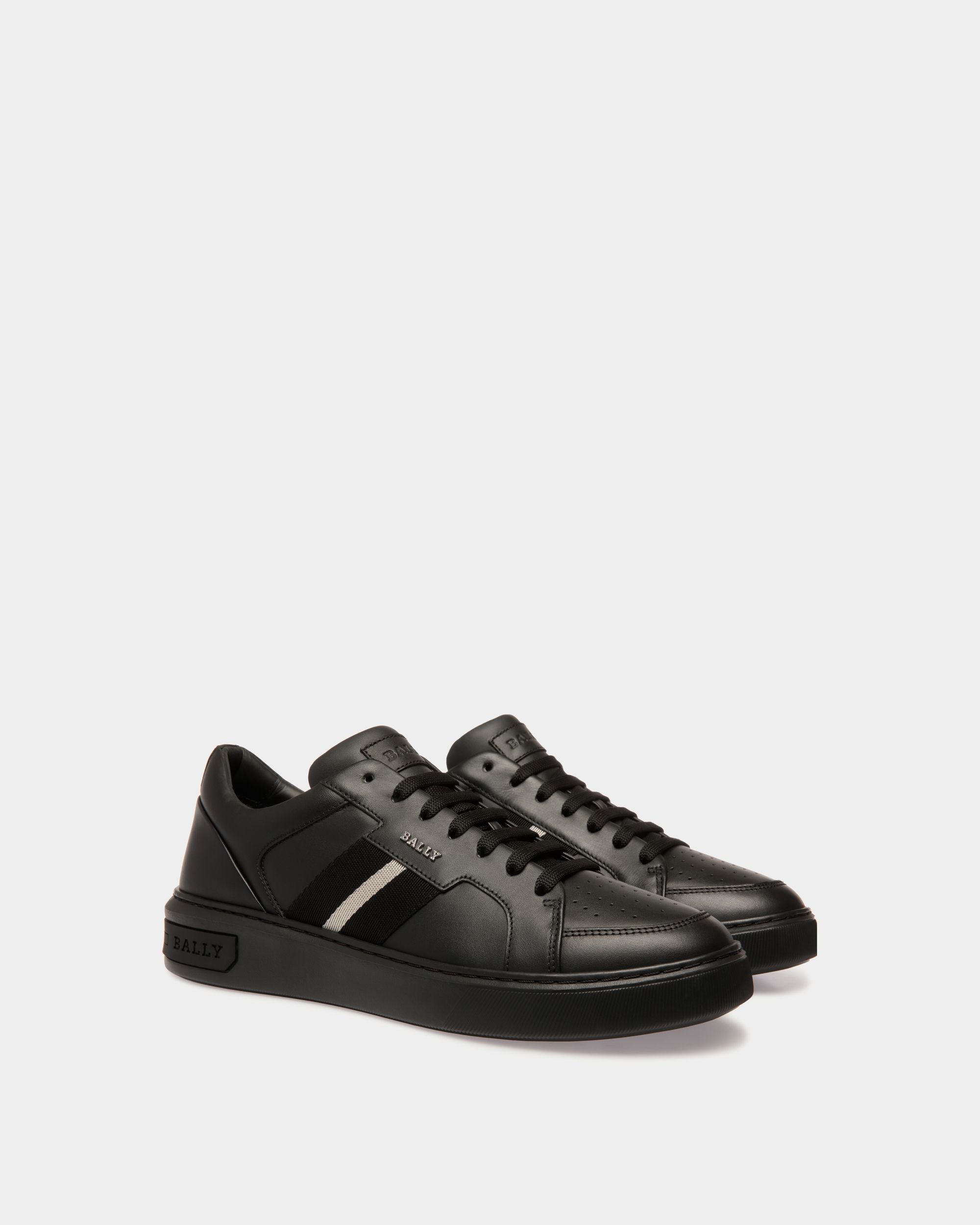 Bally Global - Moony Leather Sneakers In Black - Black