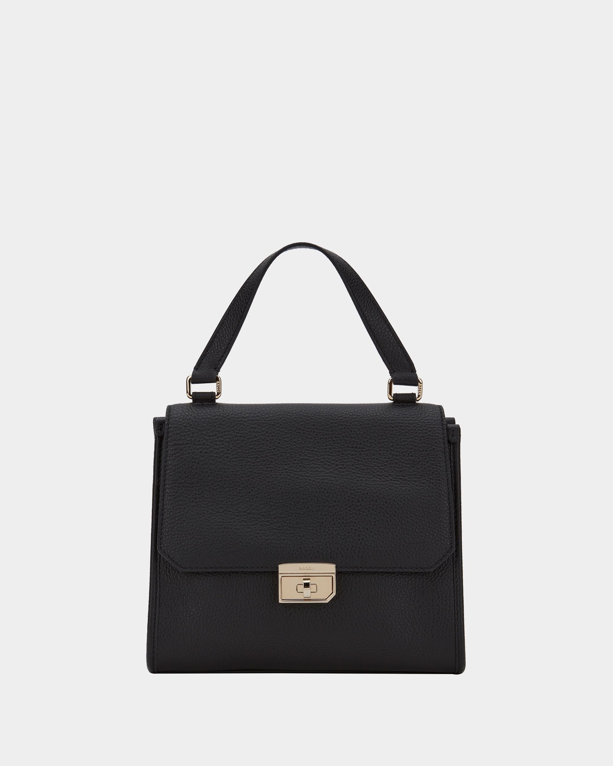 Bally Global - Top Handle Bag in Black Grained Leather - Black