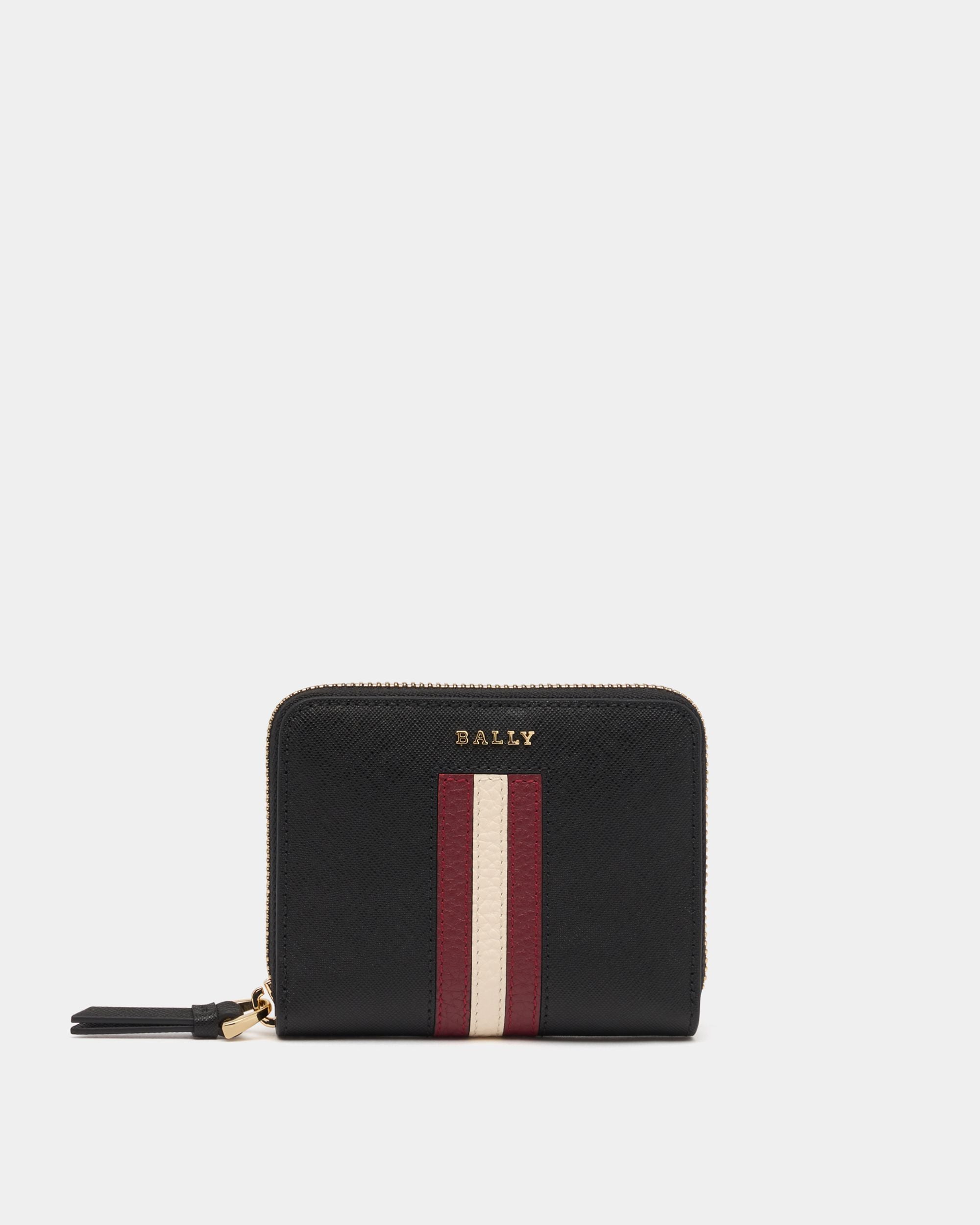 Bally Global - Zip Around Wallet in Black Embossed Leather With a Bally Ribbon - Black