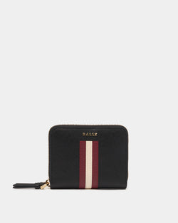 Zip Around Wallet in Black Embossed Leather With a Bally Ribbon