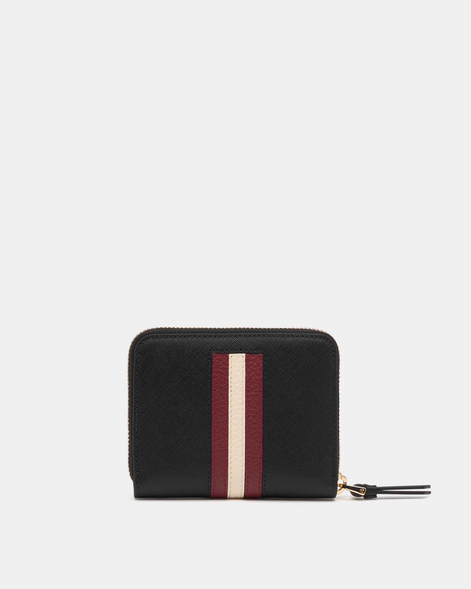 Bally Global - Zip Around Wallet in Black Embossed Leather With a Bally Ribbon - Black