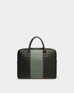 Hesines Bolso Ejecutivo De Piel En Negro Y Verde