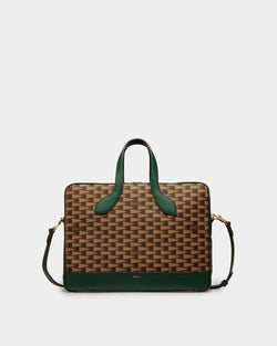 Pennant Briefcase In Desert TPU And Kelly Green Leather