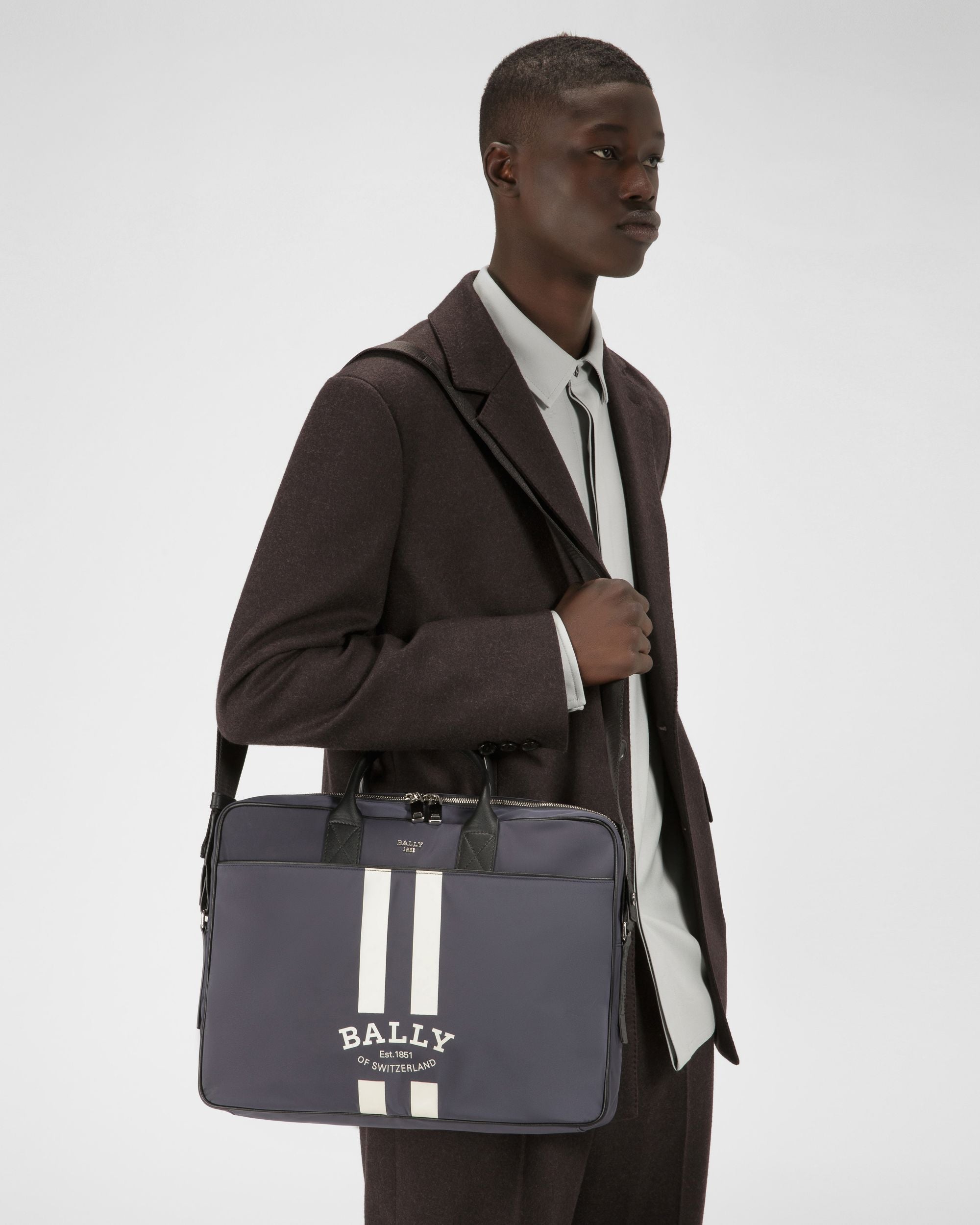 Bally Global - Faldy Eco-Nylon Business Bag In Navy - Blue