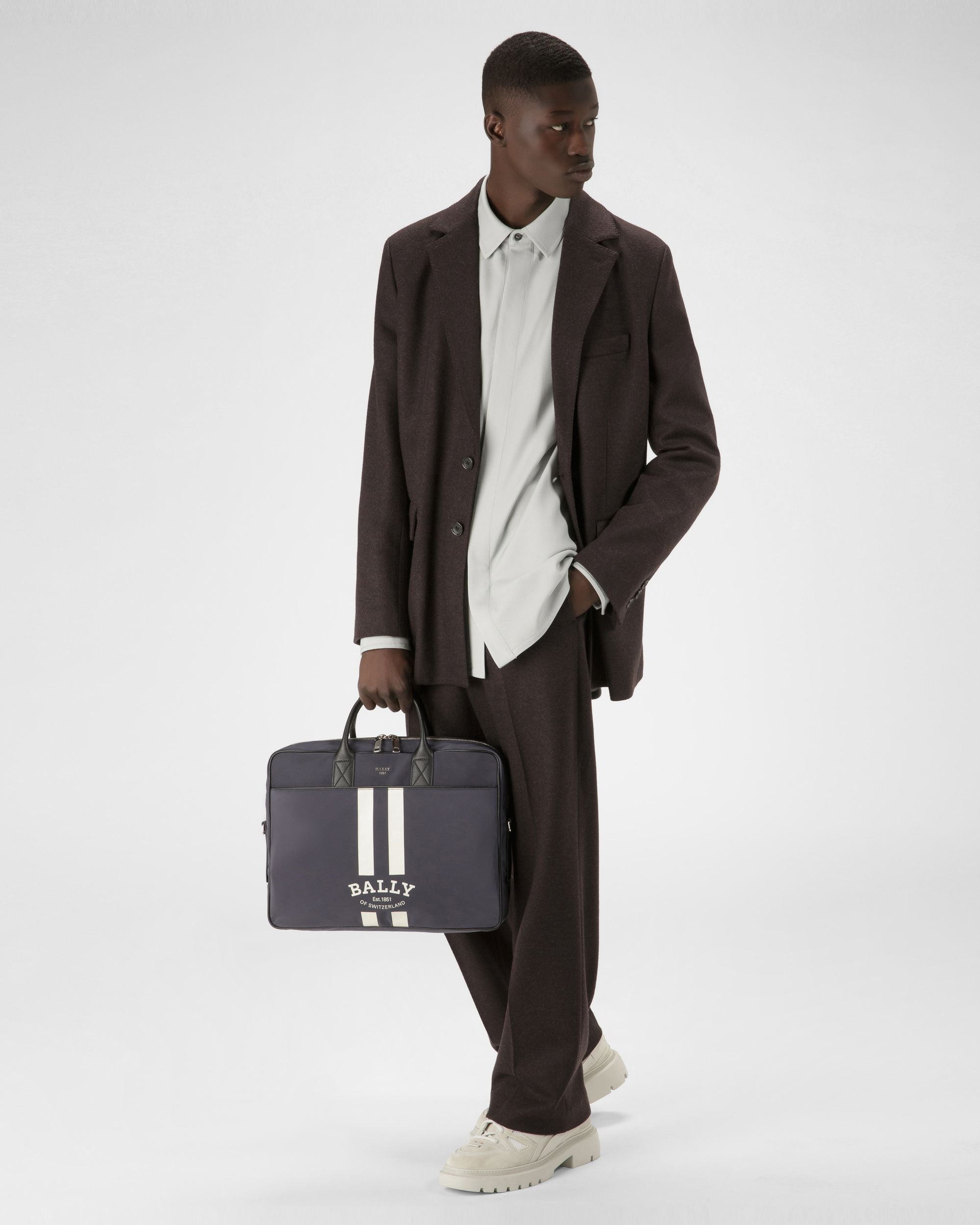 Bally Global - Faldy Eco-Nylon Business Bag In Navy - Blue