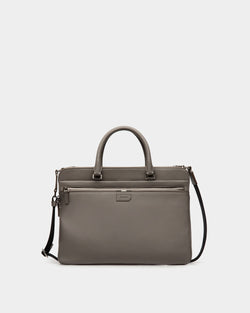 Cartable En Cuir Gaufré Beige