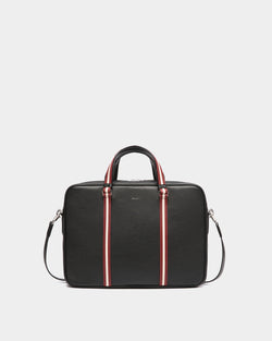 Code Briefcase In Black Grained Leather