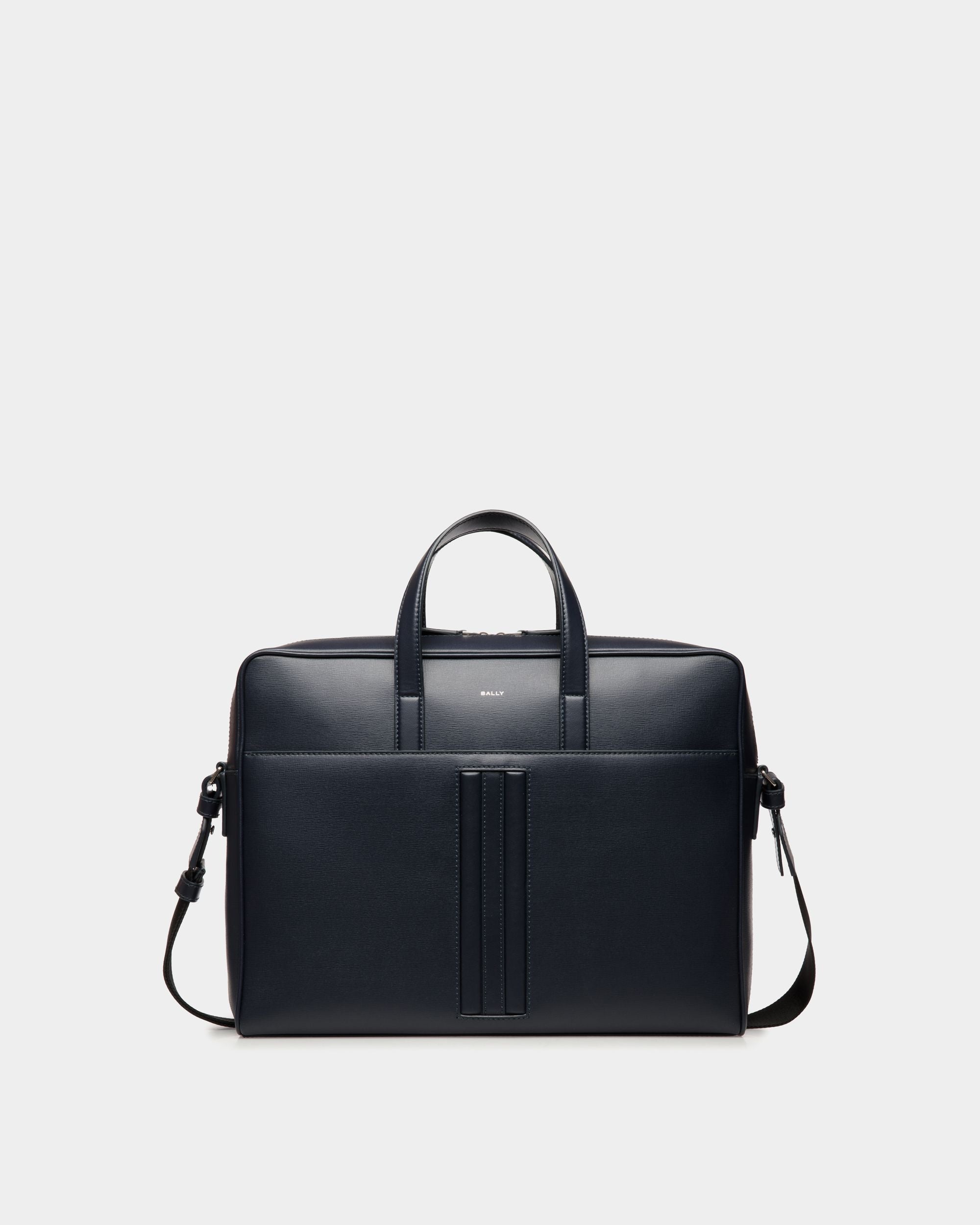 Bally Global - Cartable Mythos En Cuir Recyclé Navy Blue - Bleu