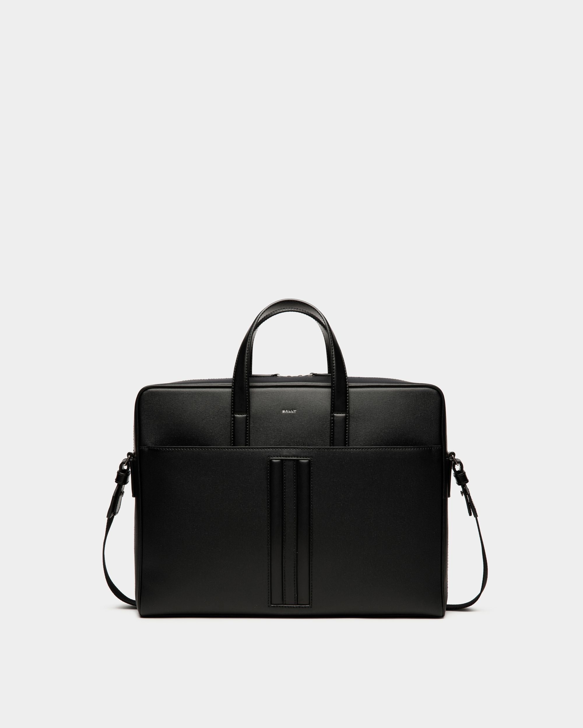 Bally Global - Mythos Briefcase In Black Recycled Leather - Noir