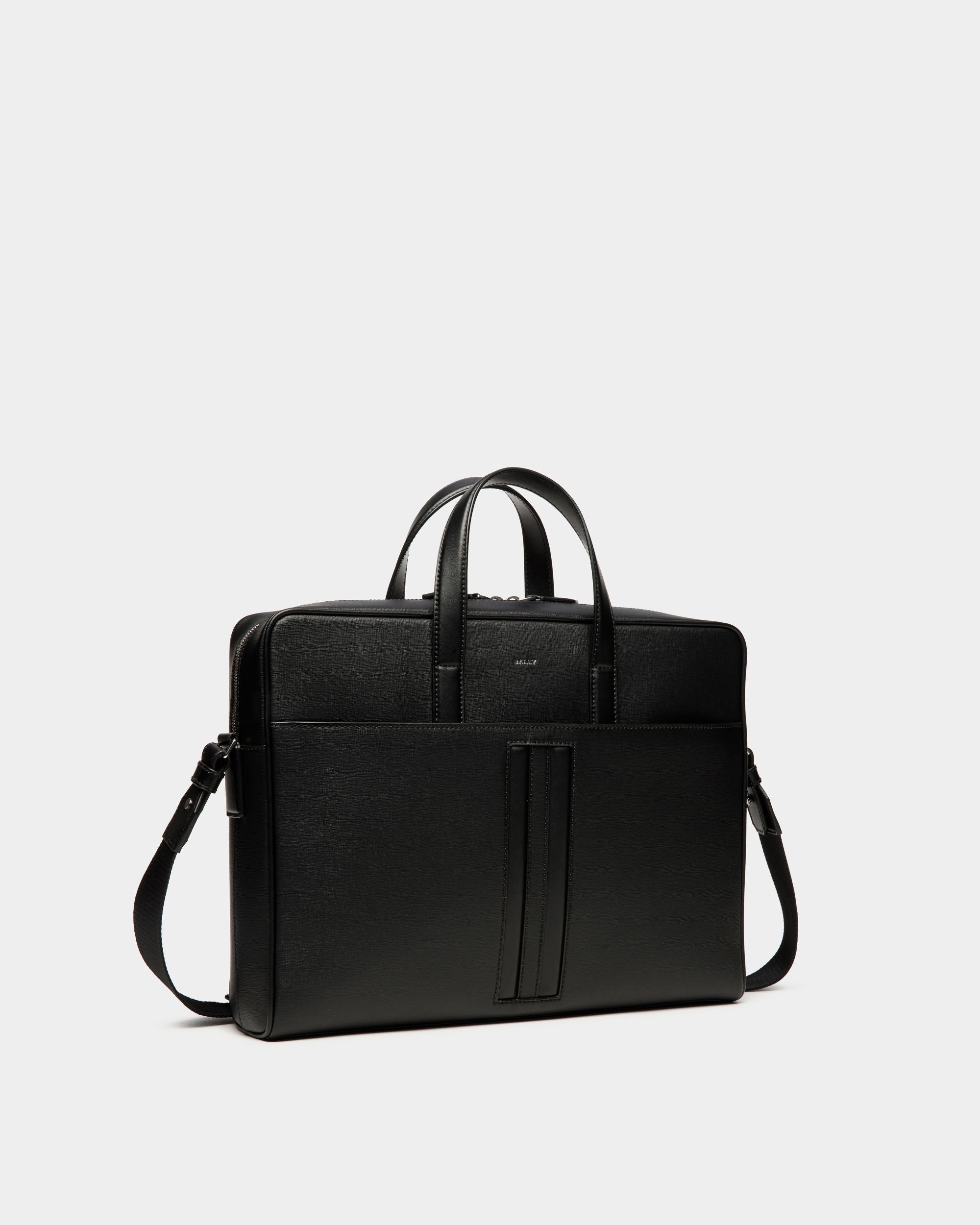 Bally Global - Mythos Briefcase In Black Recycled Leather - Black