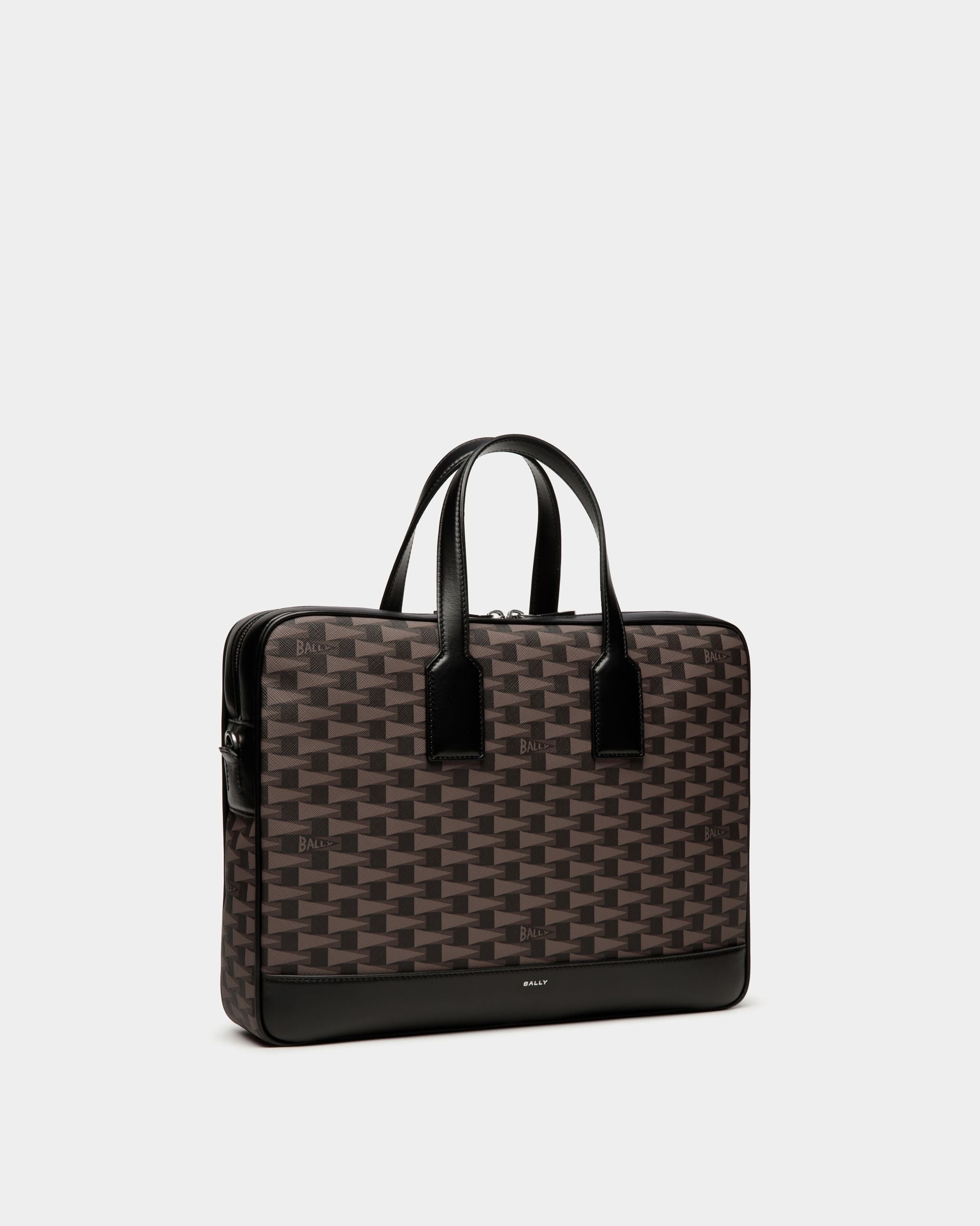 Bally Global - Pennant Briefcase in Black Pennant Motif - Black