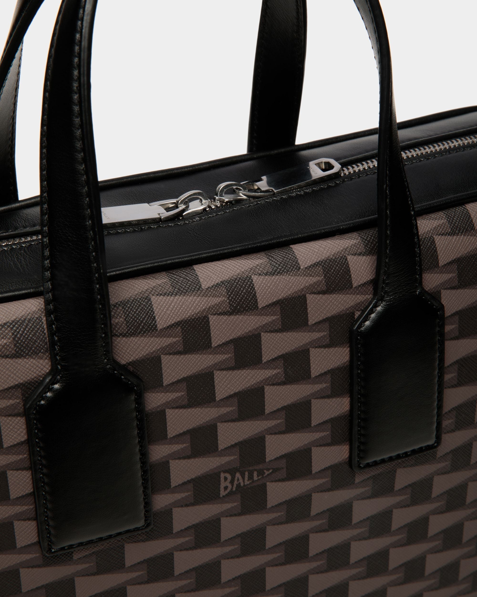 Bally Global - Pennant Briefcase in Black Pennant Motif - Black