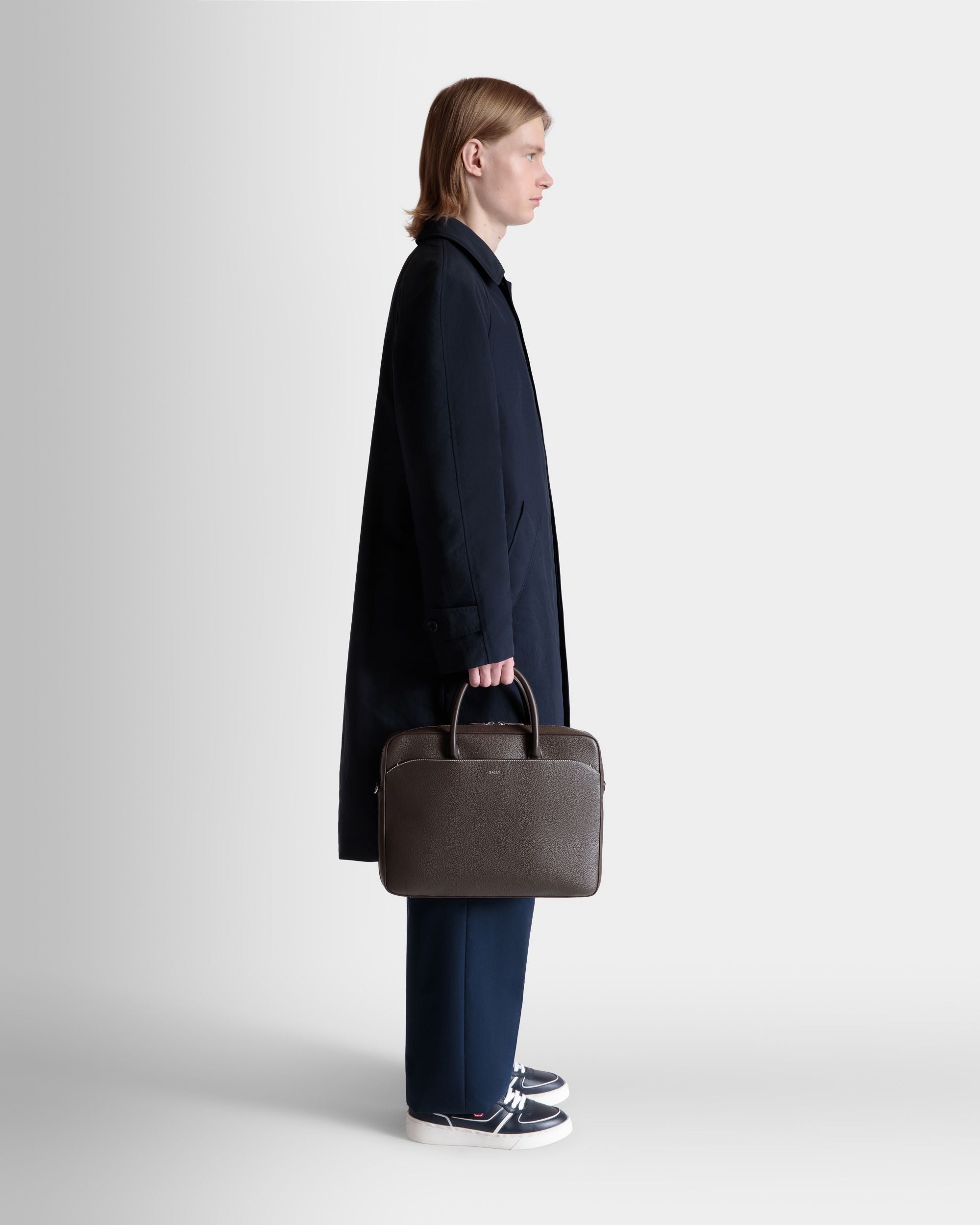 Bally Global - Cartable Oeden En Cuir Ebano - Marron