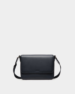 Sac Messenger En Cuir Bleu Gaufré