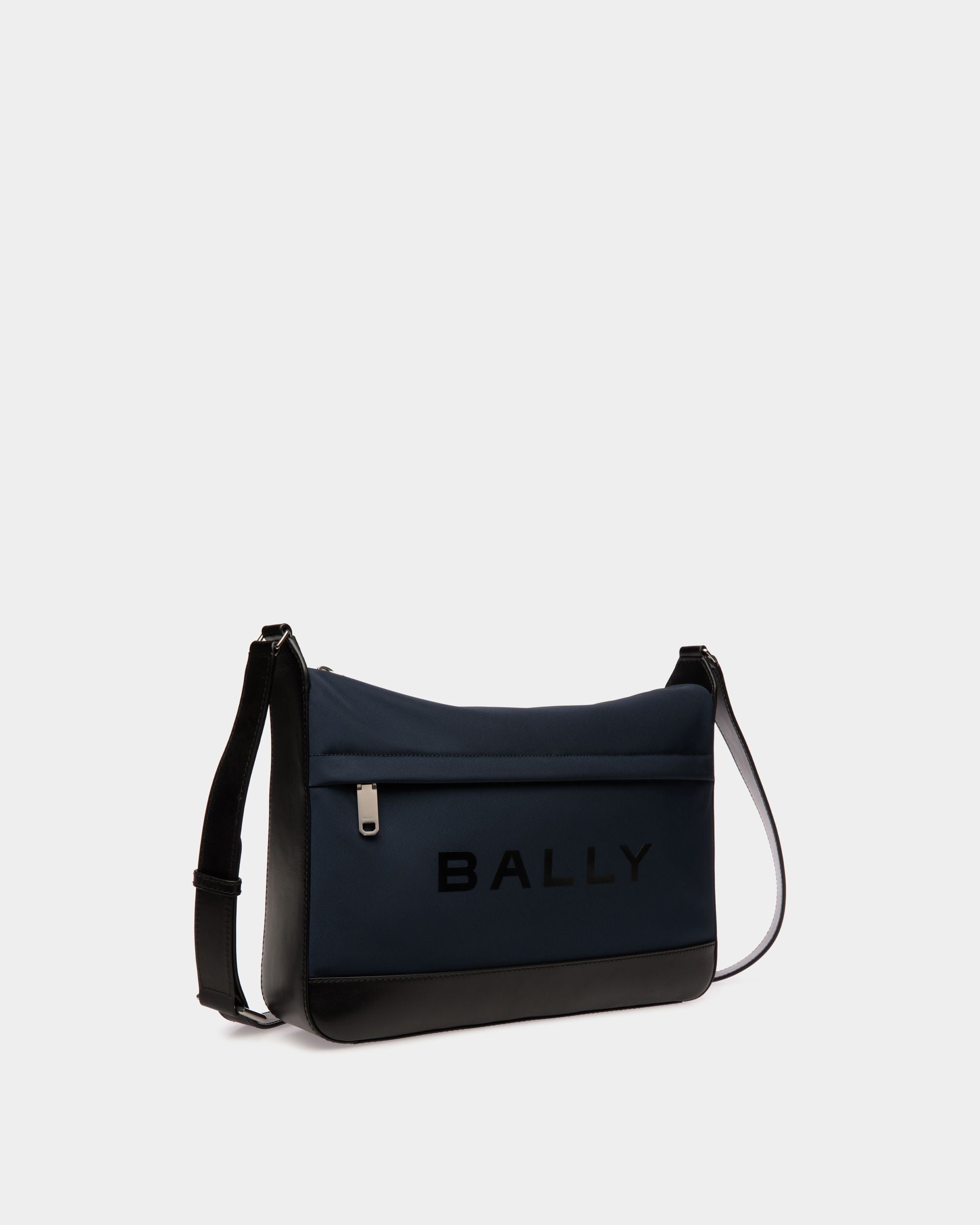 Bally Global - Bar Crossbody Bag in Navy Blue Nylon And Leather - Bleu