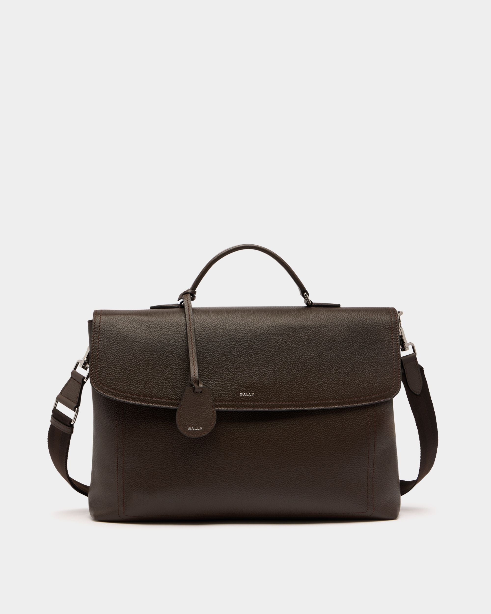 Bally Global - Capitol Briefcase in Ebano Grained Leather - Brown