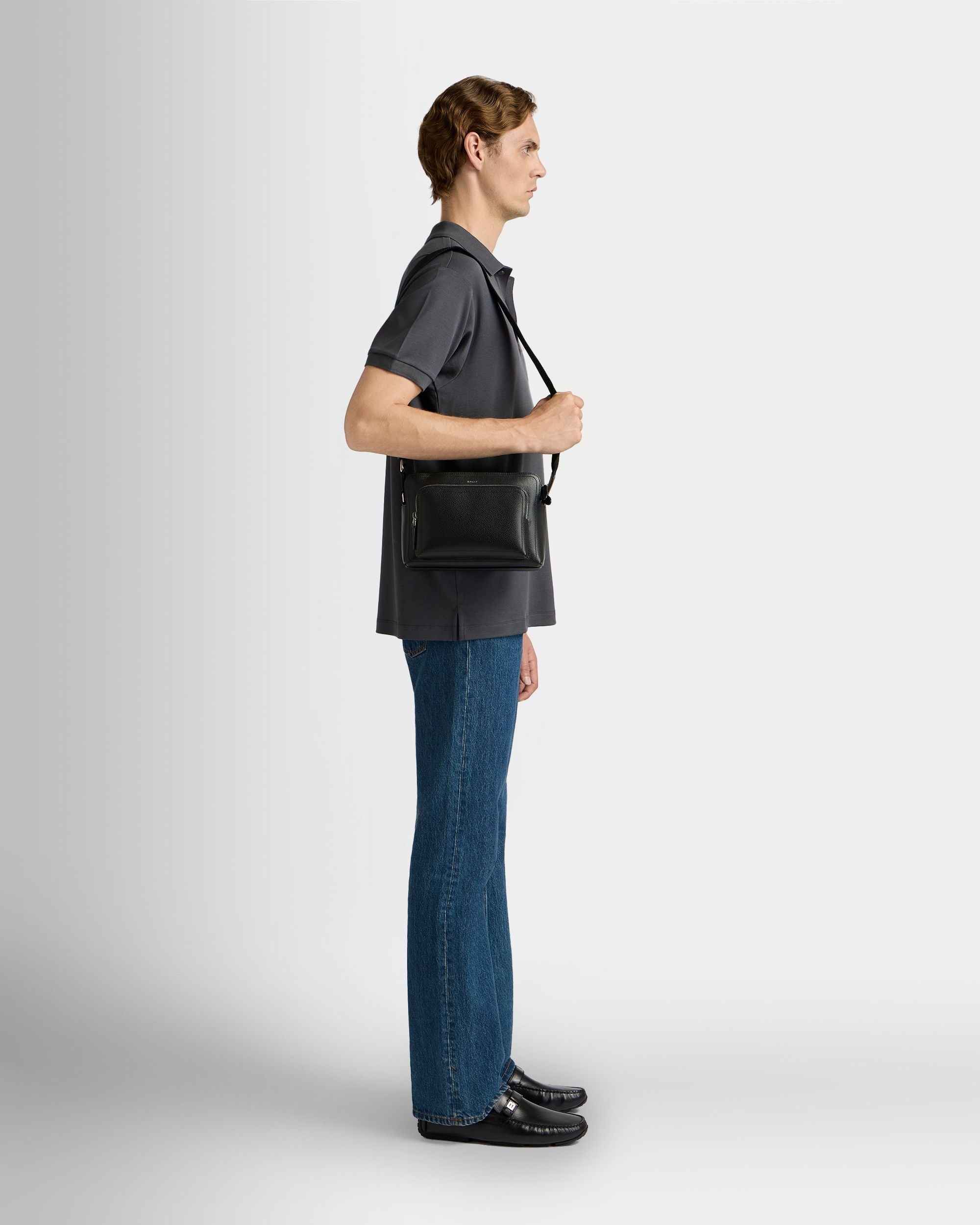 Bally Global - Sac À Bandoulière Capitol En Cuir Grainé Noir - Noir