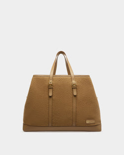 Gare Tote Bag In Camel Leather And Fabric