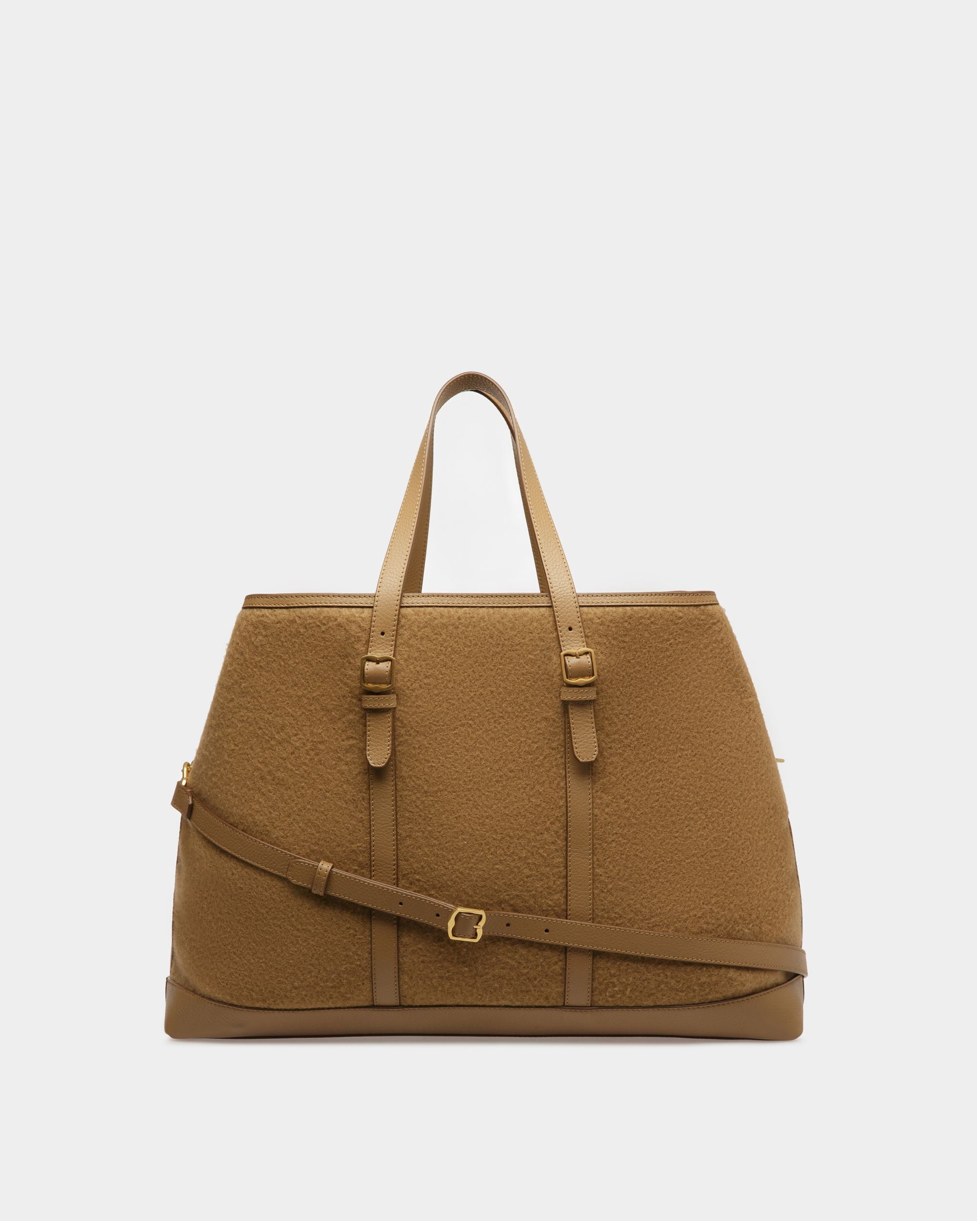 Bally Global - Gare Tote Bag In Camel Leather And Fabric - Brown