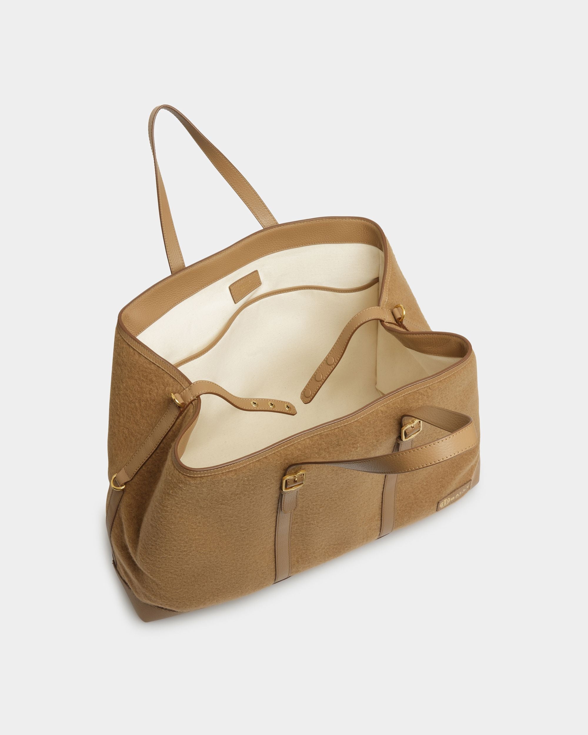 Bally Global - Gare Tote Bag In Camel Leather And Fabric - Brown