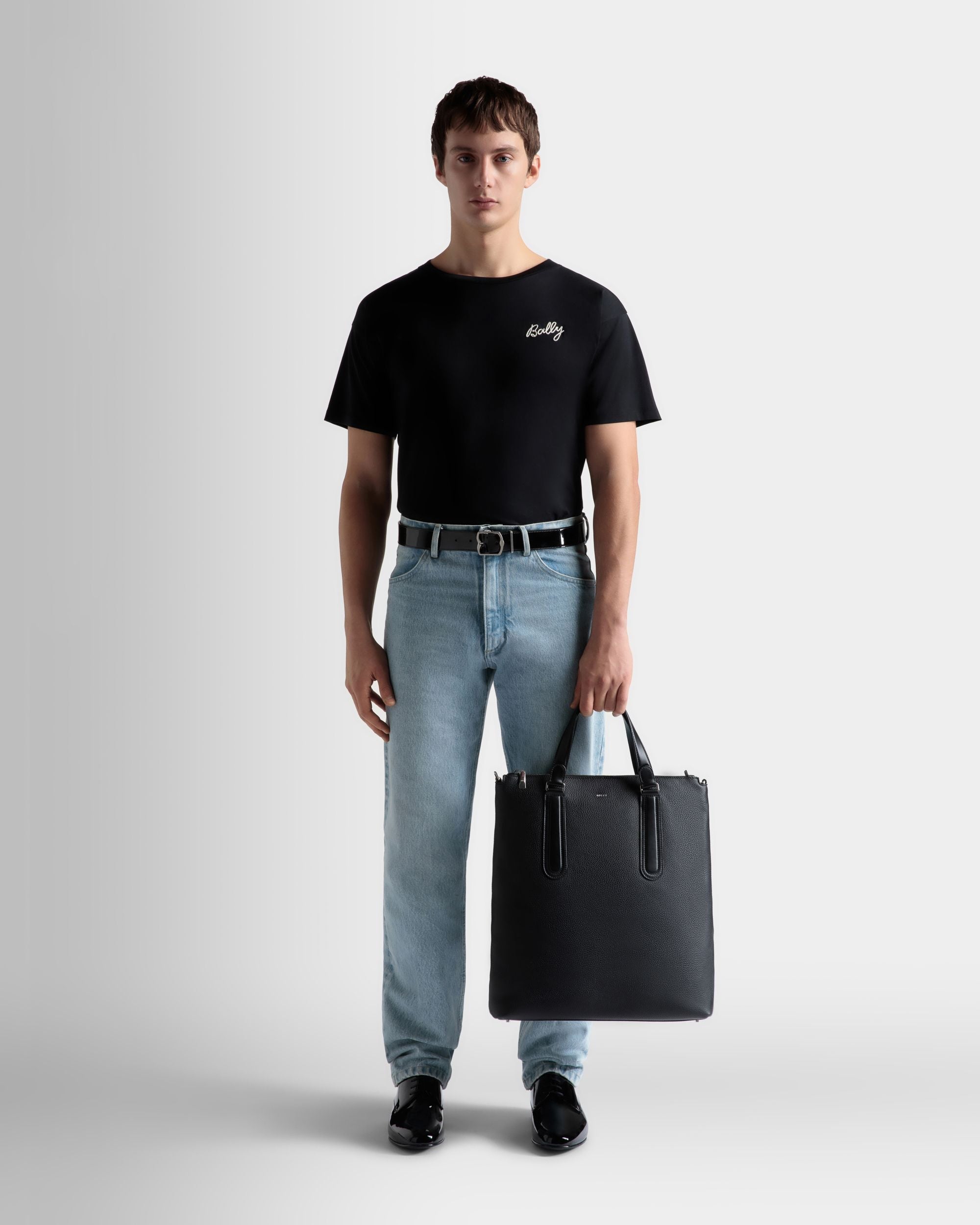 Bally Global - Sac Cabas Spin En Cuir Grainé Noir - Noir