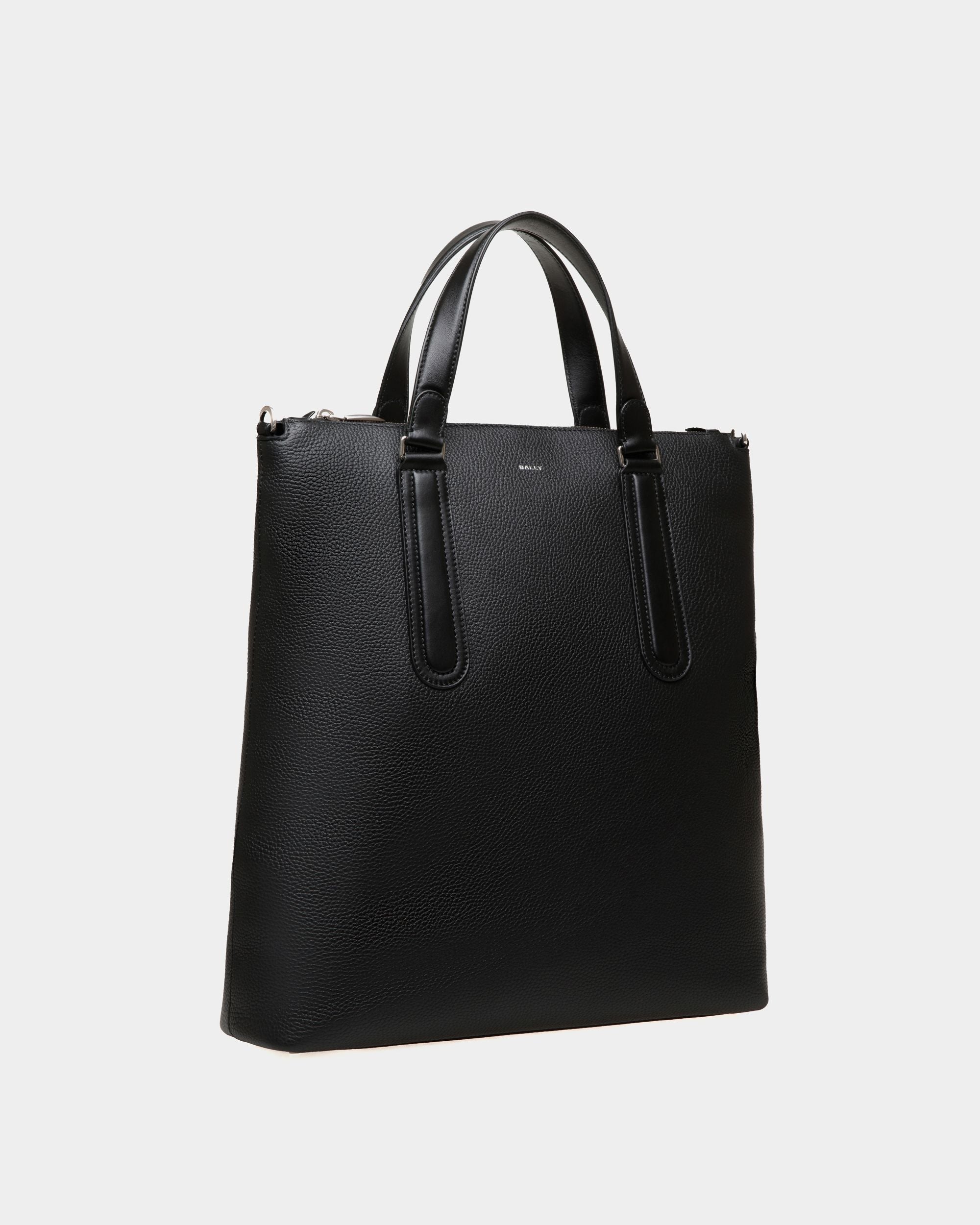 Bally Global - Spin Tote in Black Grained Leather - Black