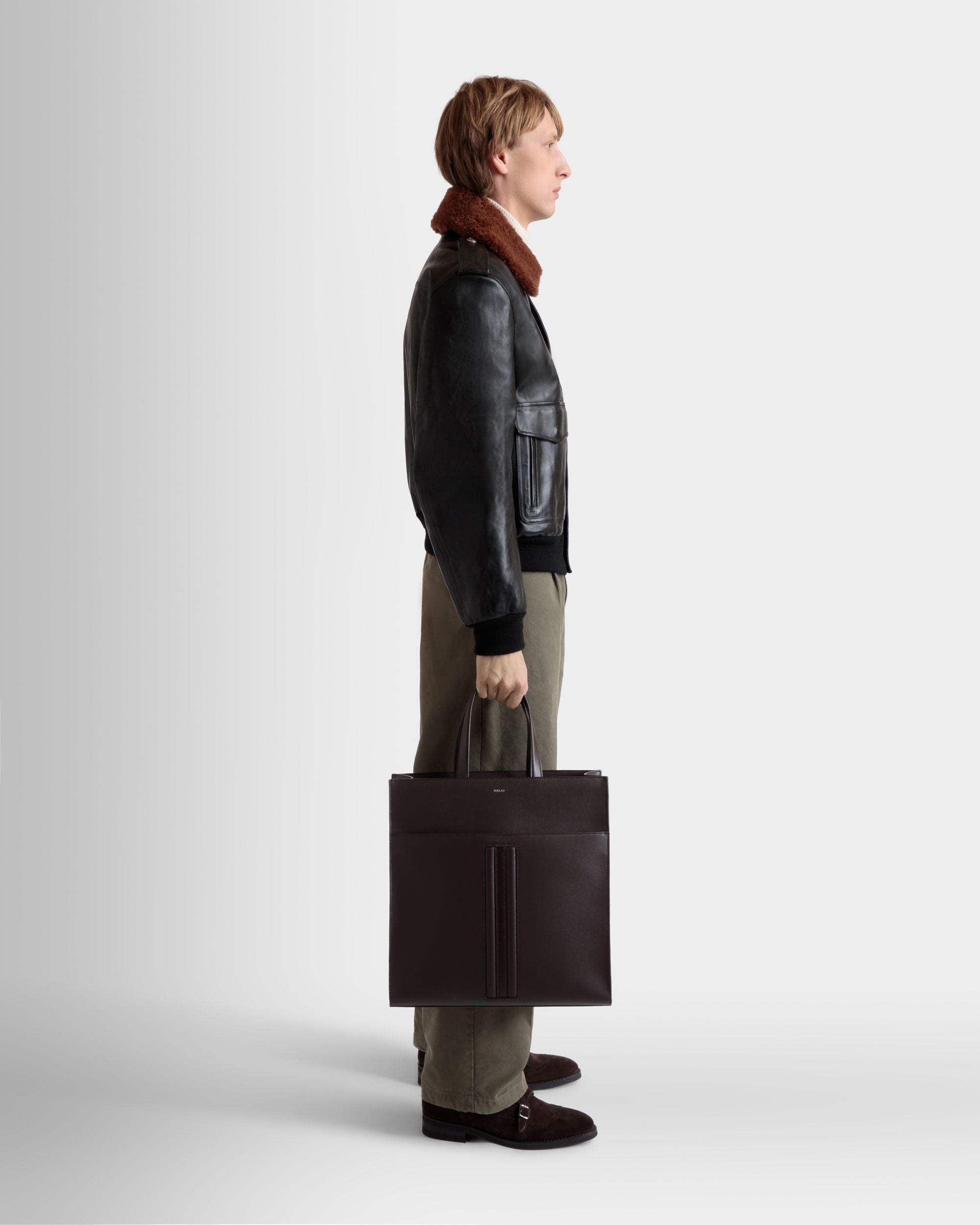 Bally Global - Mythos Tote in Ebano Recycled Leather - Brown