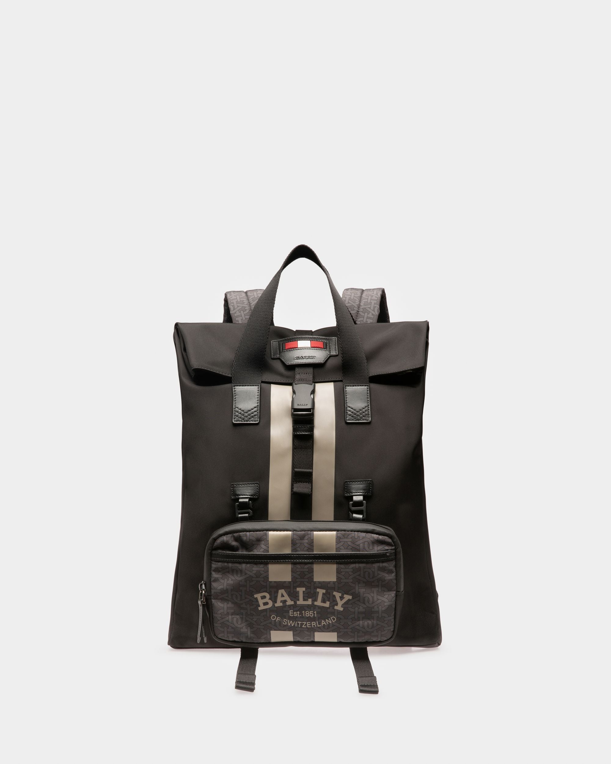 Bally Global - Sac À Dos Plat Bally Escape En Nylon Et Tissu Noir Et Marron - Multicolore