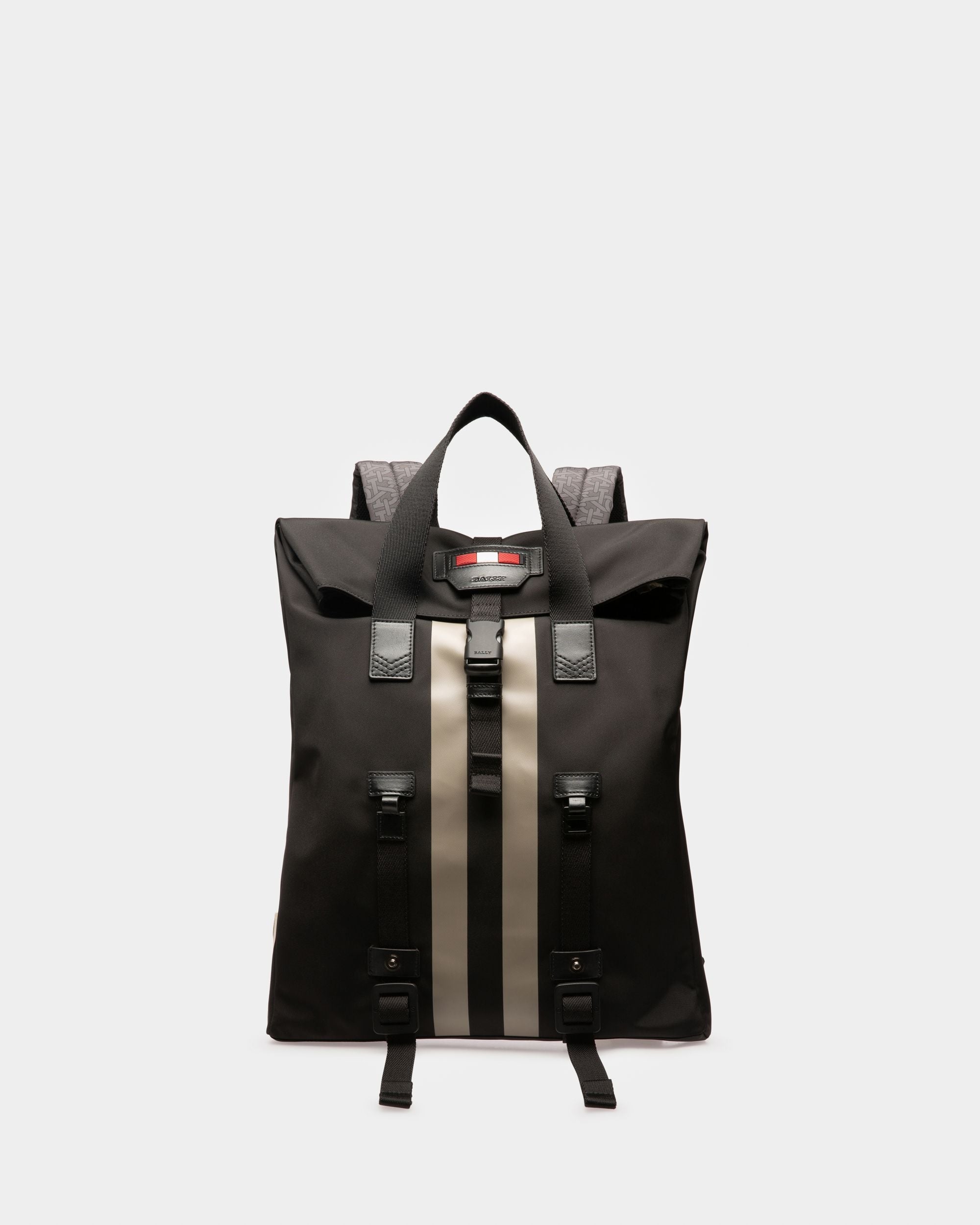 Bally Global - Mochila Plana Bally Escape De Tela Y Nailon En Negro Y Marrón - Multicolor