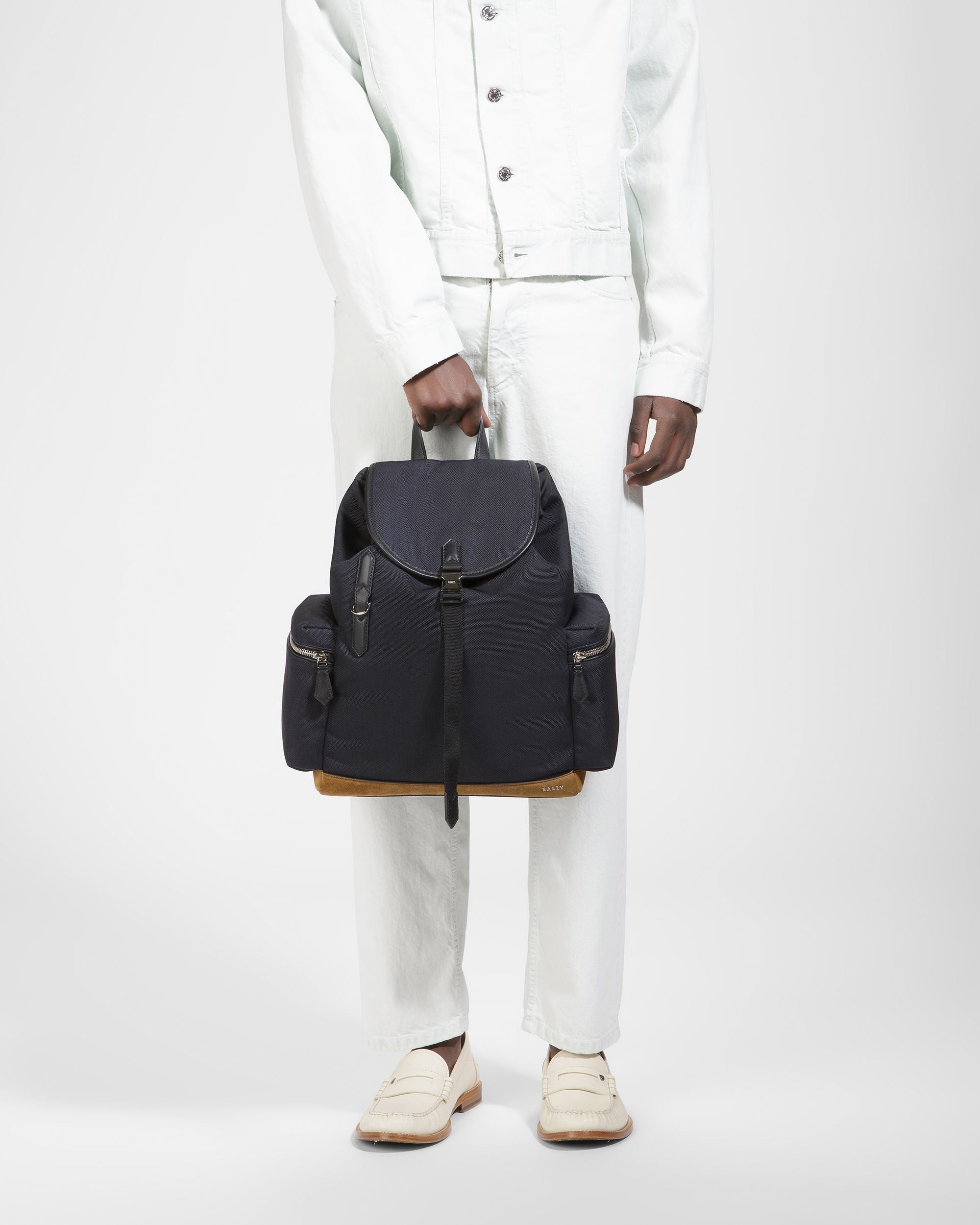 Bally Global - Cliford Small Leather And Nylon Backpack In Midnight - Blue