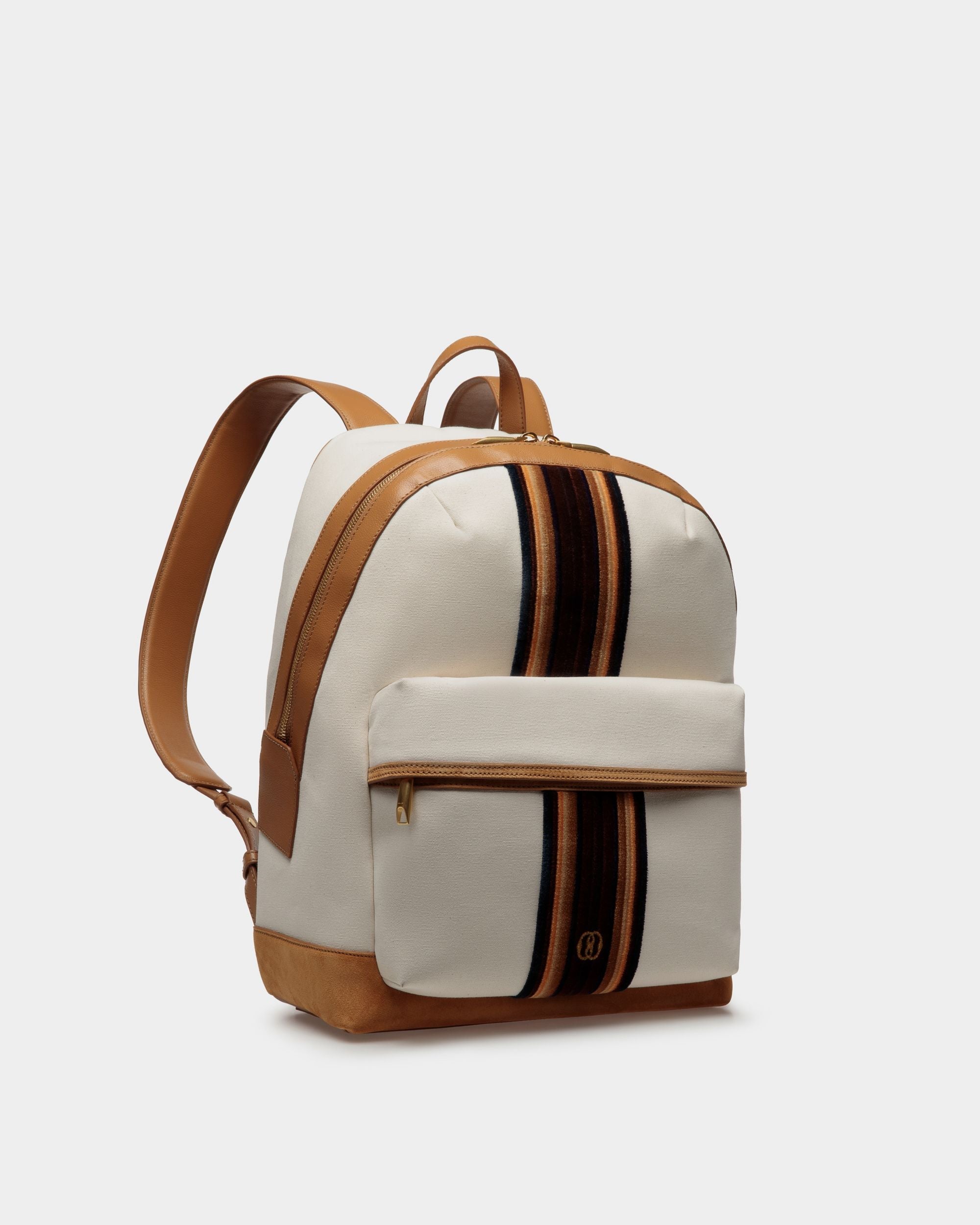 Bally Global - Gare Backpack In Natural And Desert Fabric - Marrón