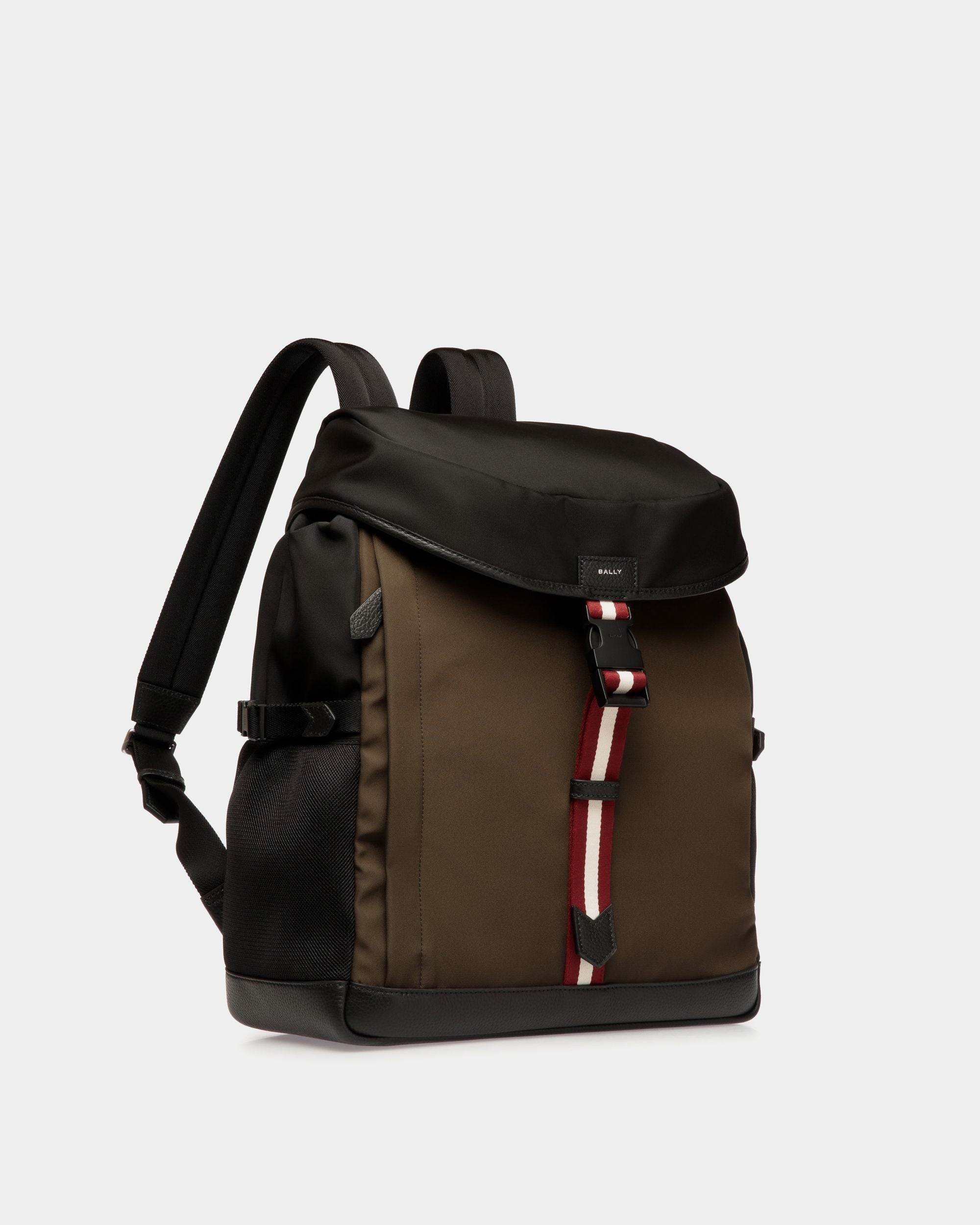 Bally Global - Code Backpack In Military Green And Black Nylon - Vert