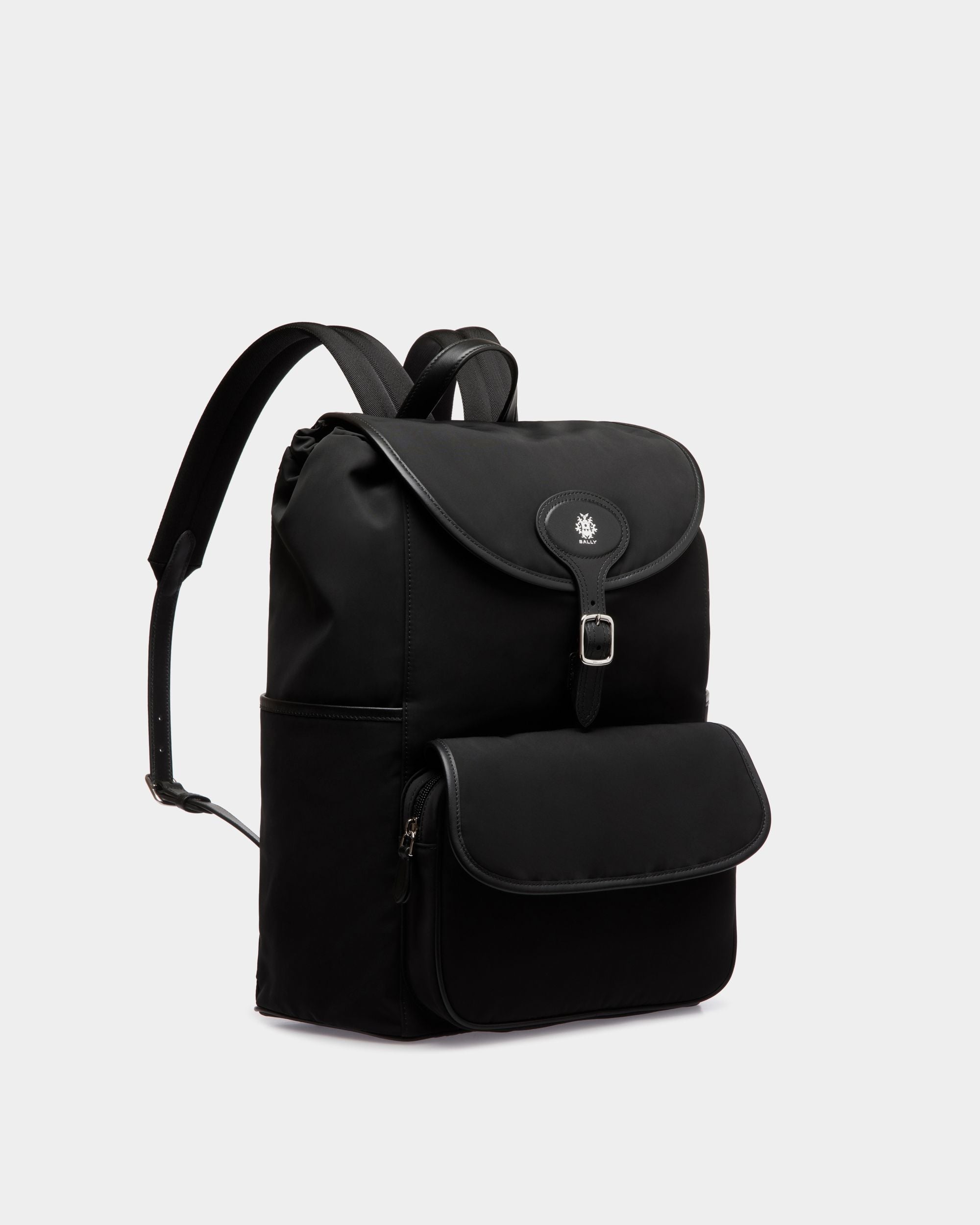 Bally Global - Mochila B-Light De Nailon Y Piel Negra - Negro