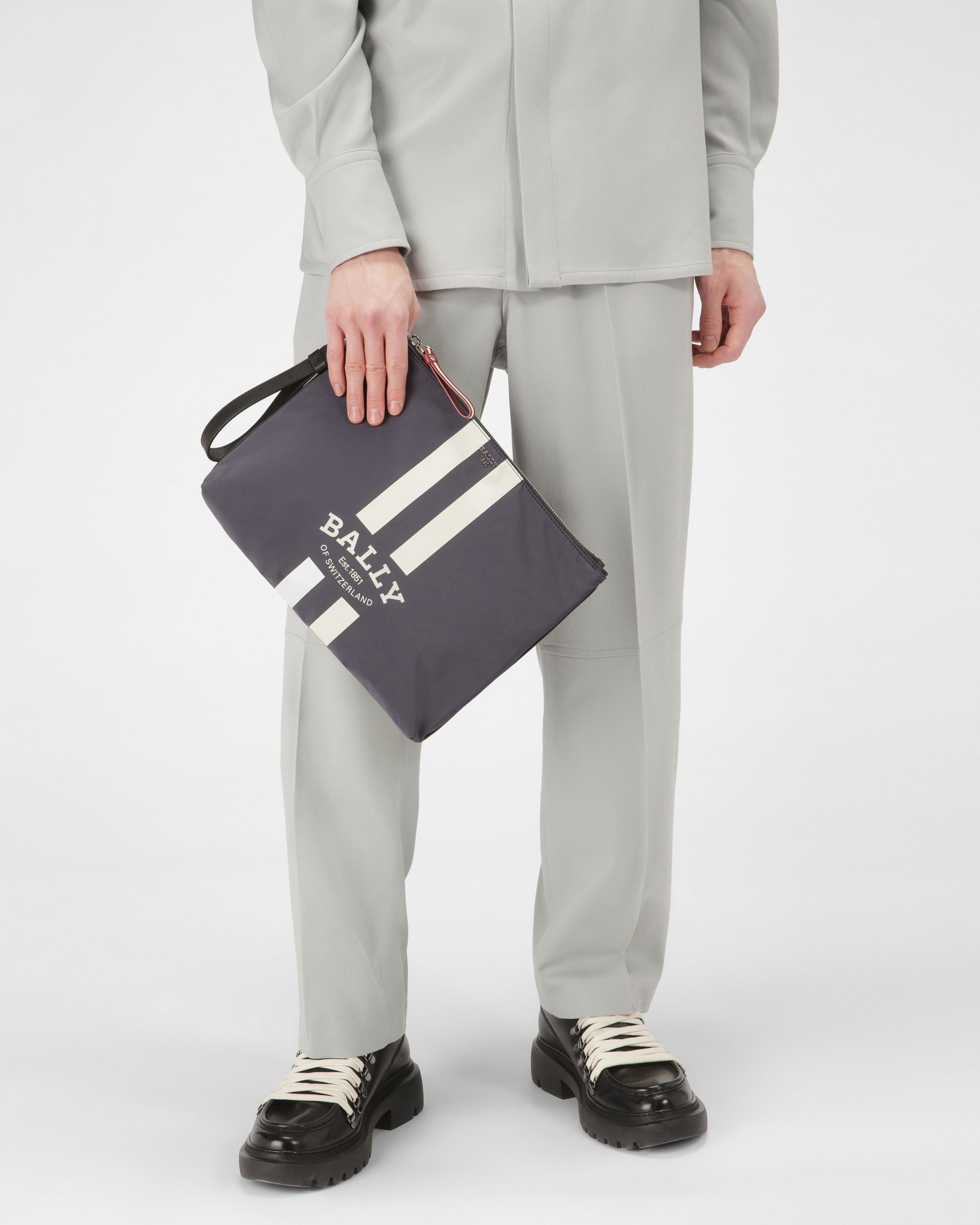 Bally Global - Fholler Nylon Clutch Bag In Blue - Bleu