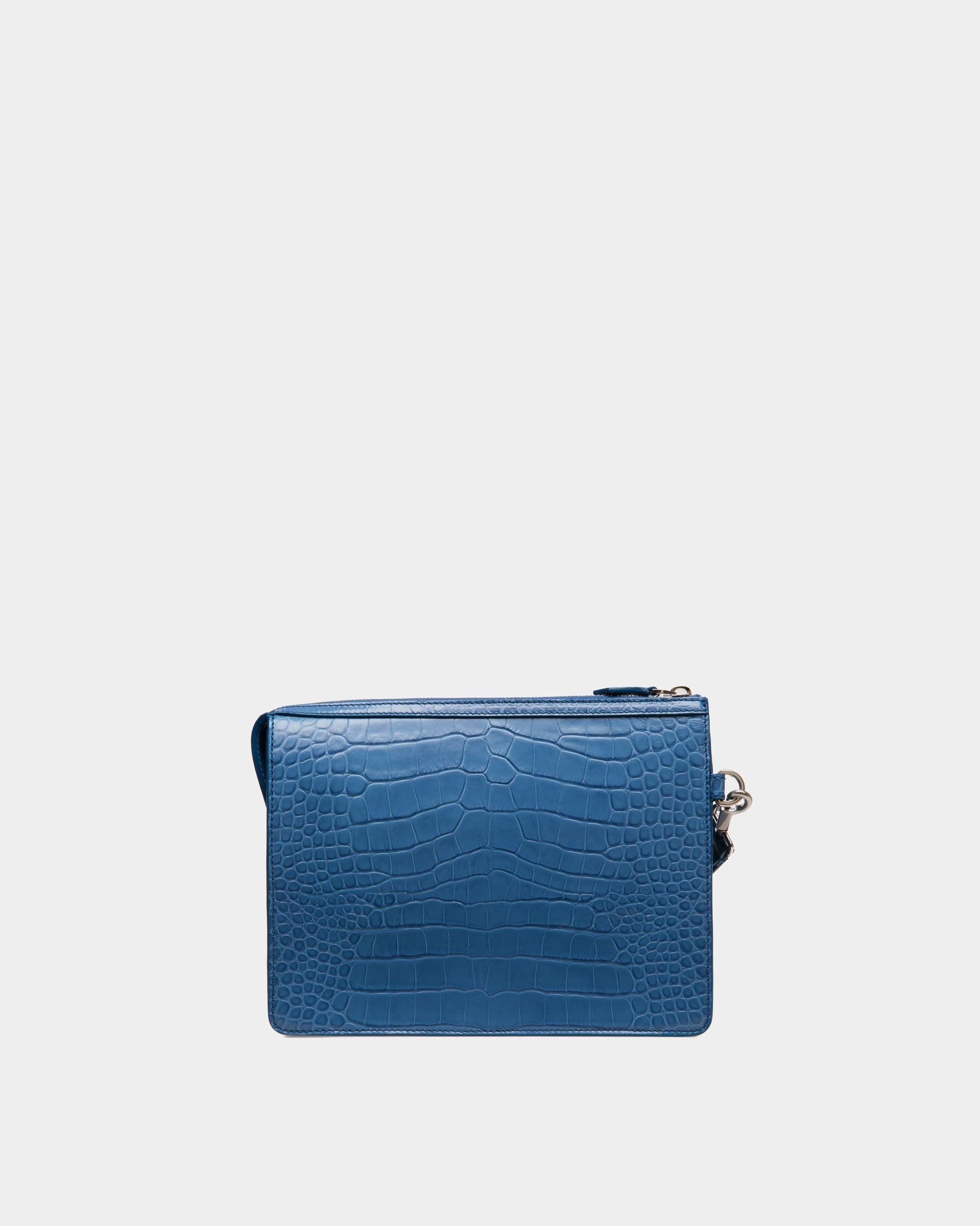 Bally Global - Busy Bally Clutch in Blue Embossed Leather - Bleu