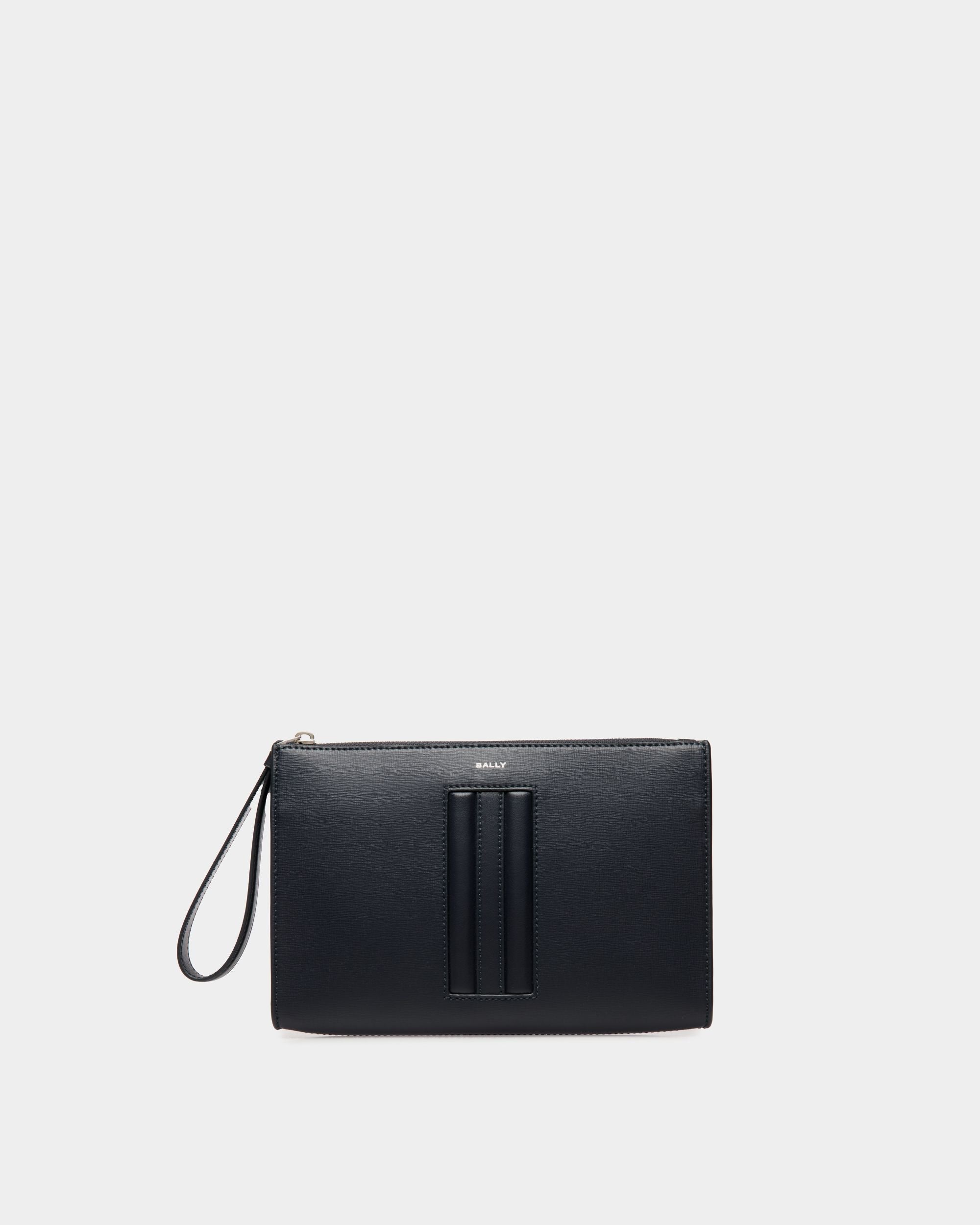 Bally Global - Mythos Pouch in Navy Blue Recycled Leather - Bleu