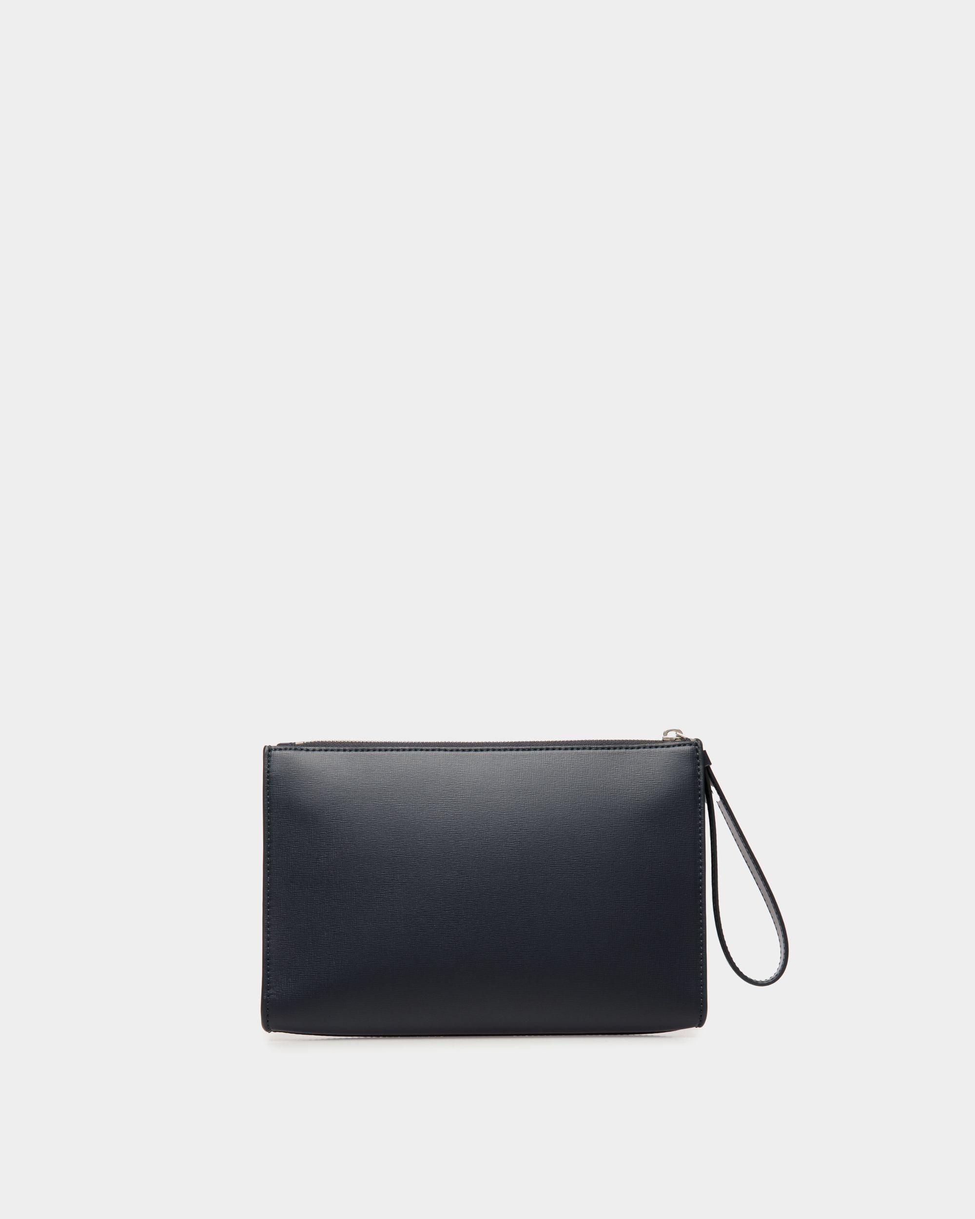 Bally Global - Mythos Pouch in Navy Blue Recycled Leather - Bleu