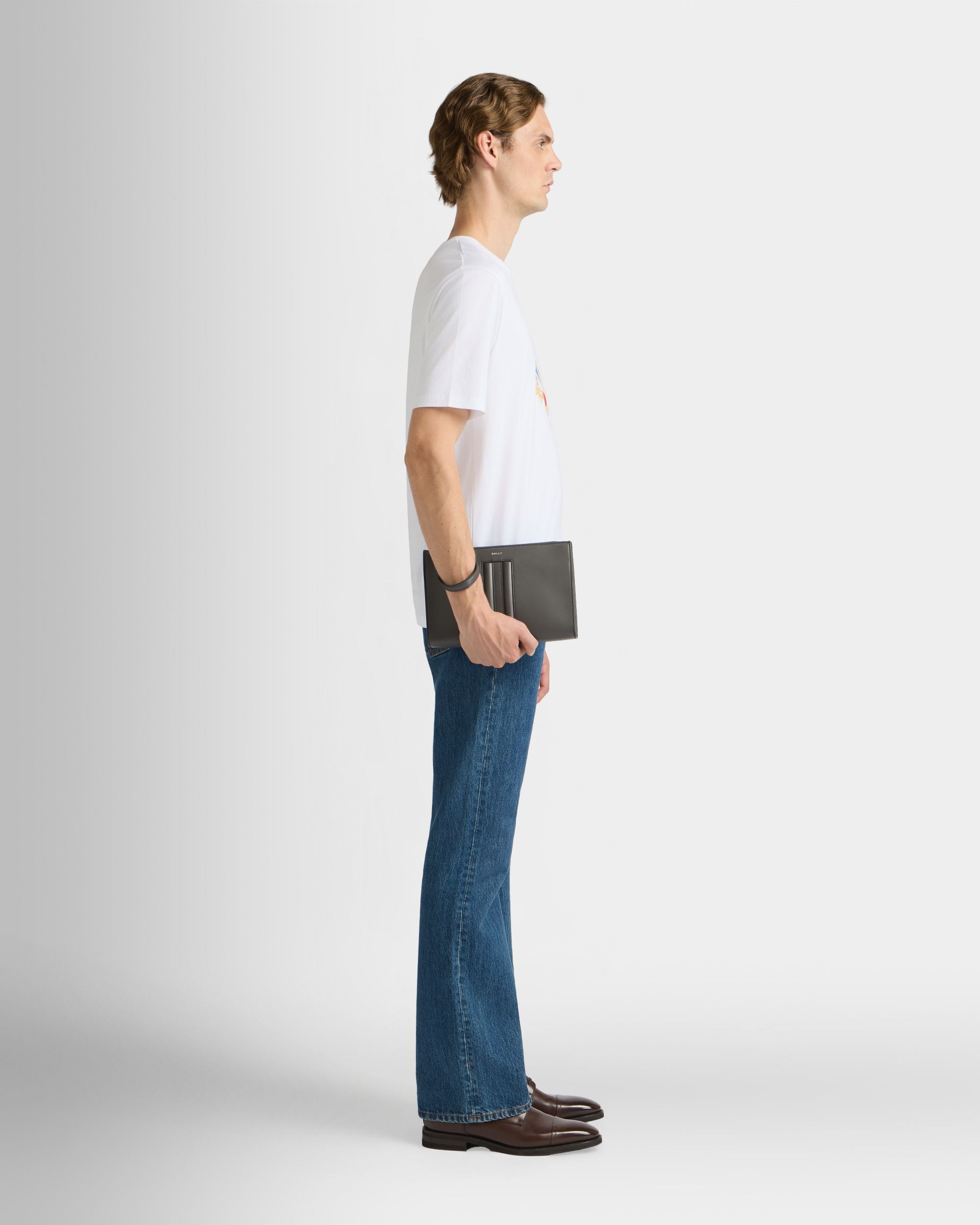 Bally Global - Mythos Pouch in Grey Recycled Leather - Grey
