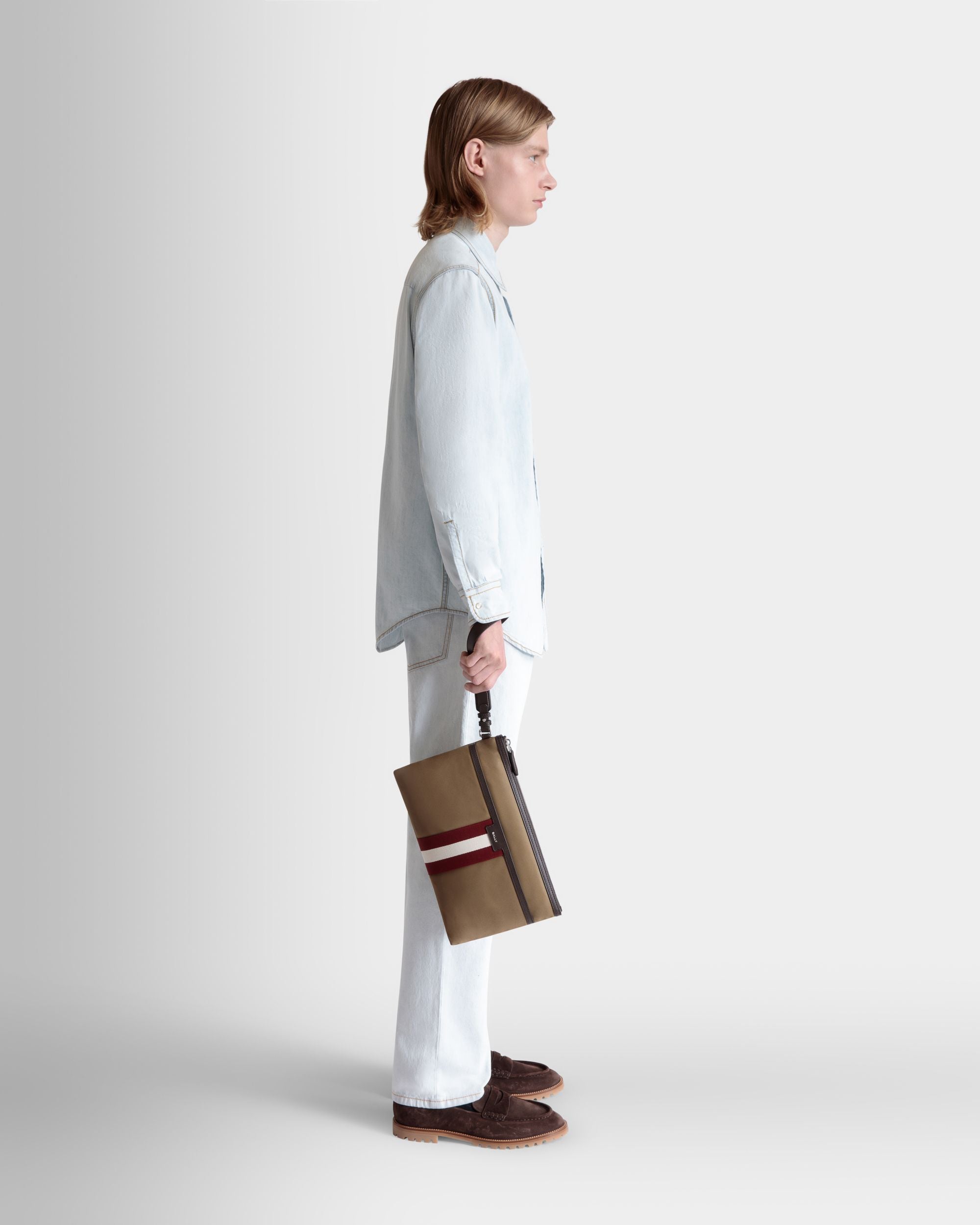 Bally Global - Code Pouch in Camel Nylon - Beige