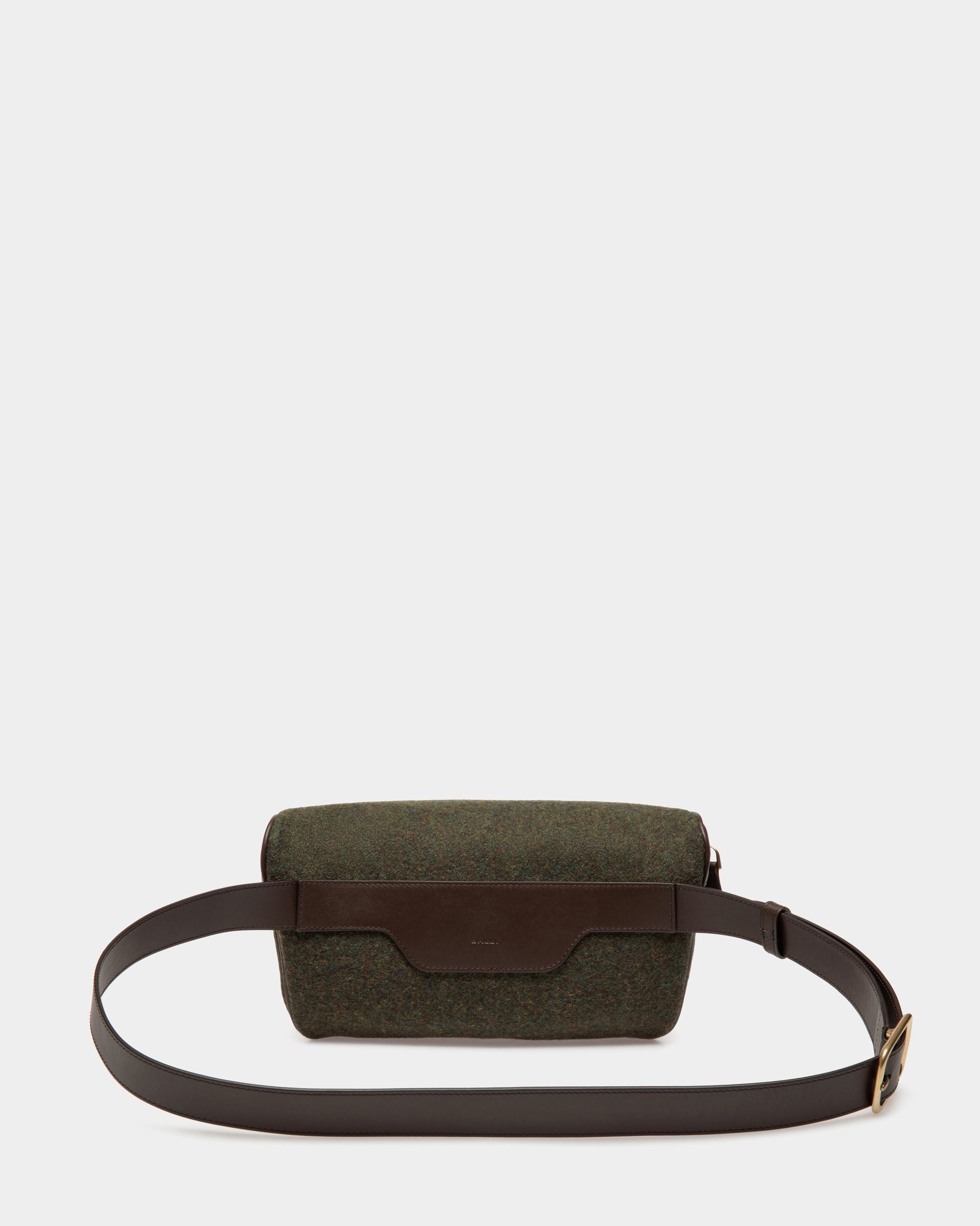 Bally Global - Winter Capsule Belt Bag in Dark Green Wool and Ebano Leather With Alpine Flowers - Green