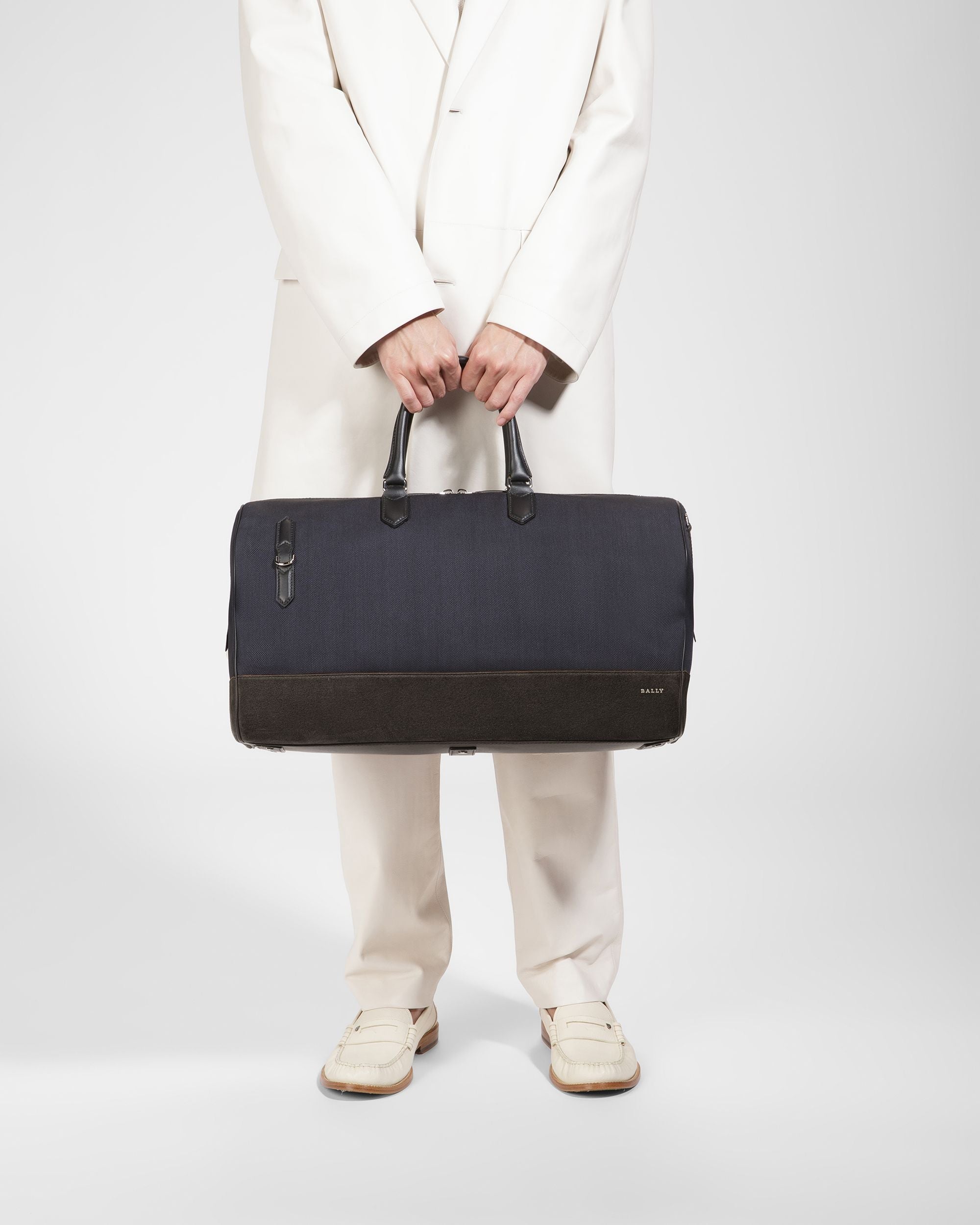 Bally Global - Caius Leather And Nylon Weekender Bag In Midnight - Blue