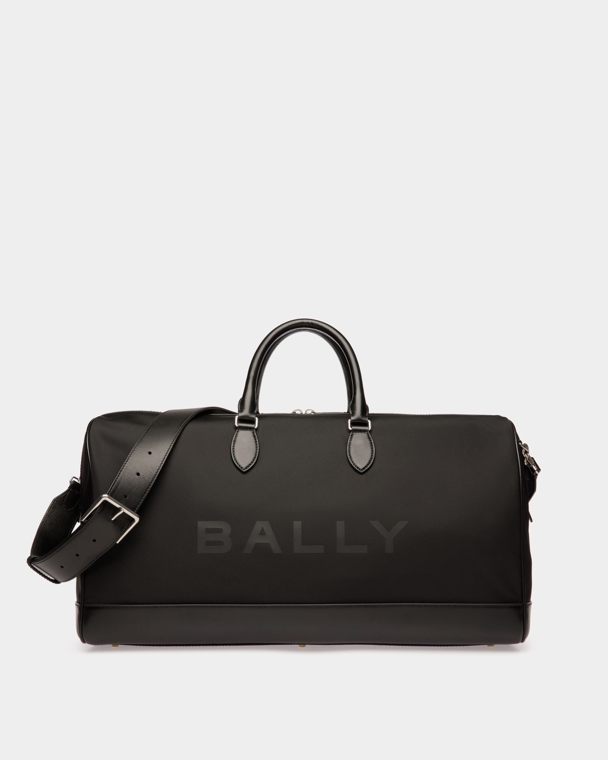 Bally Global - Sac De Week-End Bar En Nylon Et Cuir Noirs - Noir