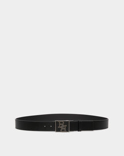 Adjustable Reversible Belt In Black Leather